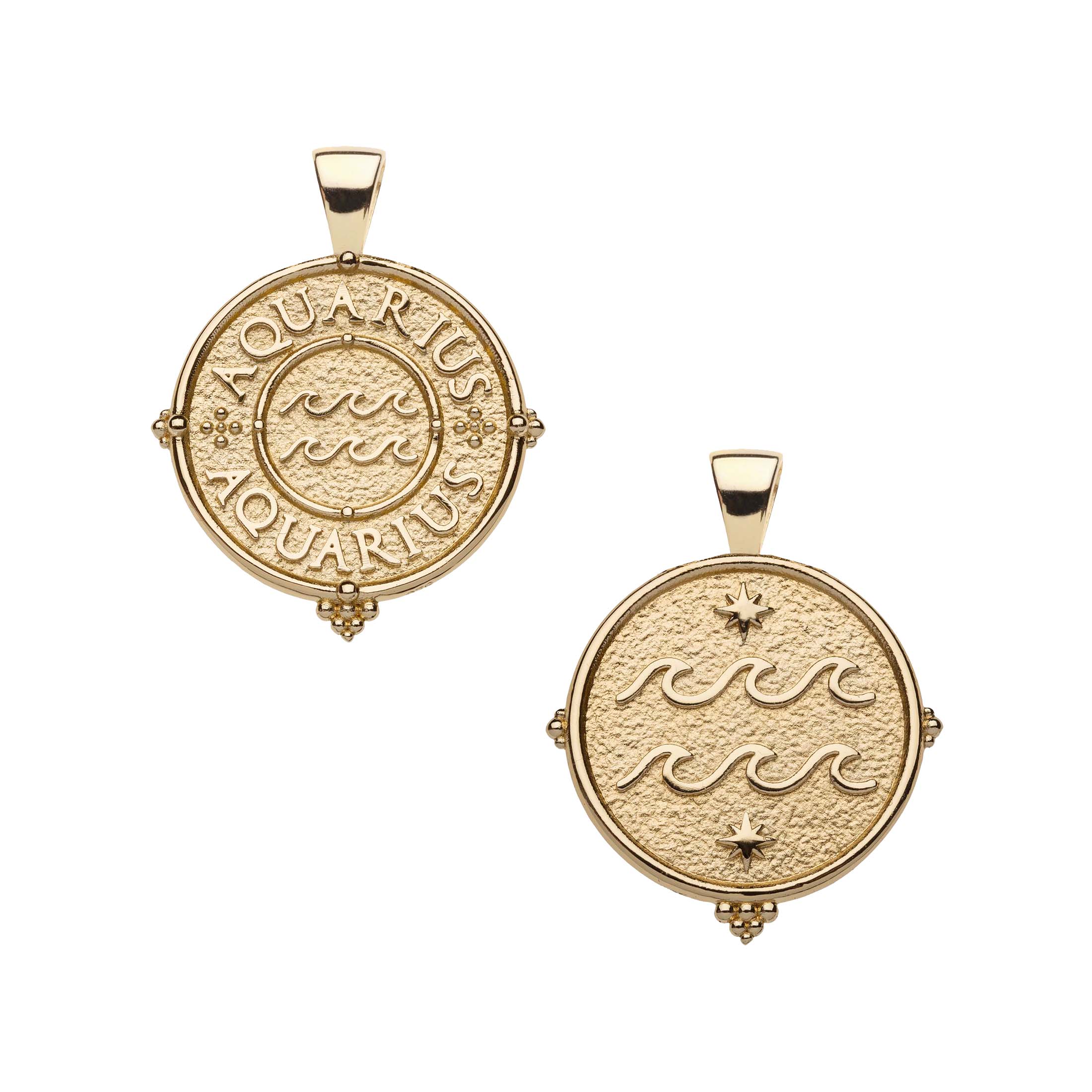 AQUARIUS JW Small Zodiac Pendant Coin - Jan 20 - Feb 18 - Image 2