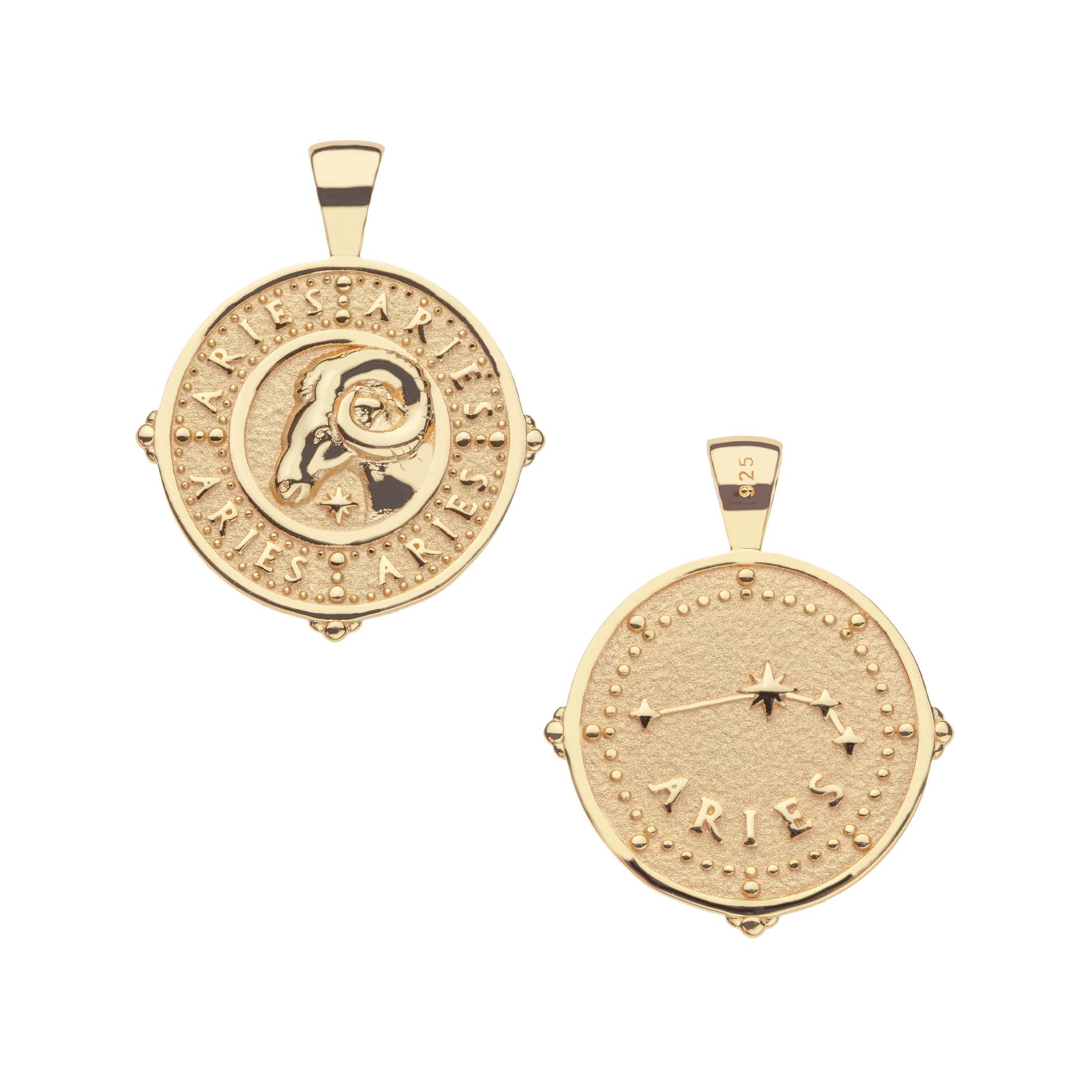 ARIES JW Small Zodiac Pendant Coin - Mar 21 - Apr 19 - Image 2