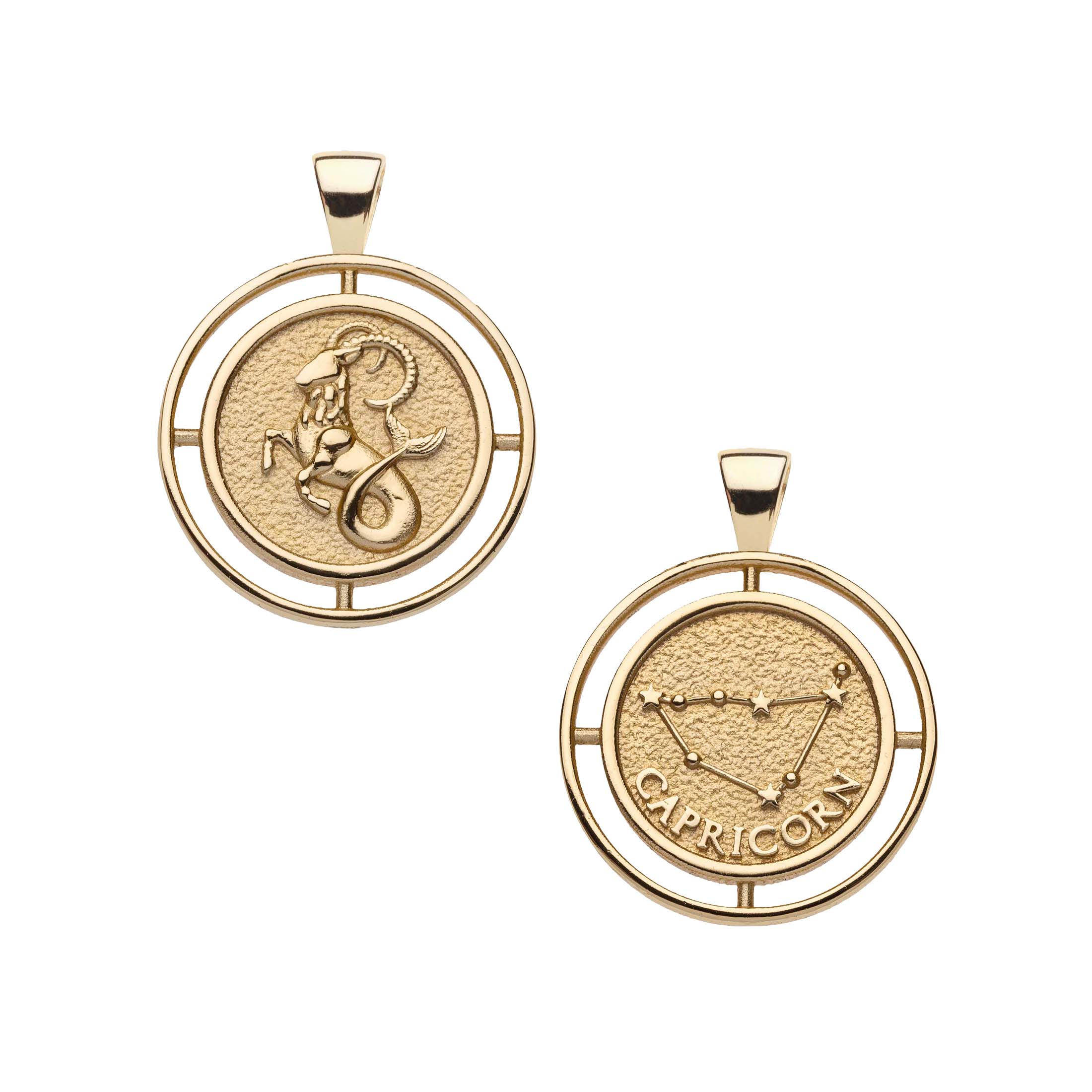 CAPRICORN JW Small Zodiac Pendant Coin - Dec 22 - Jan 19 - Image 2