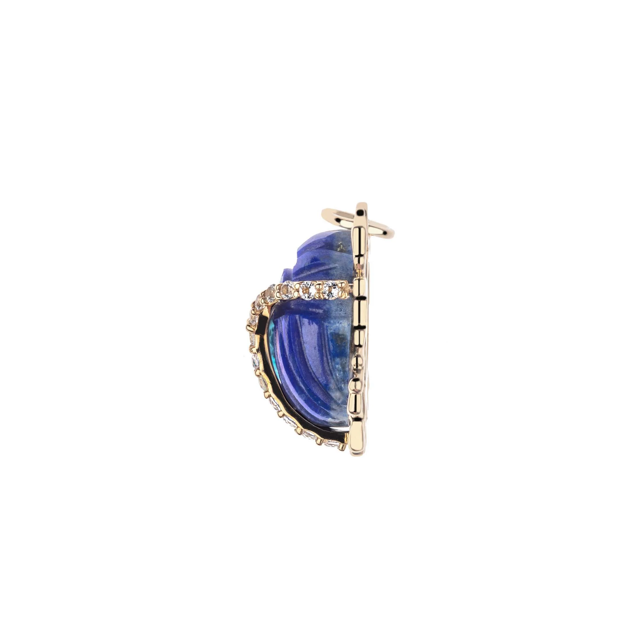 PROTECT Lapis Scarab Pendant in Solid Gold - Image 3