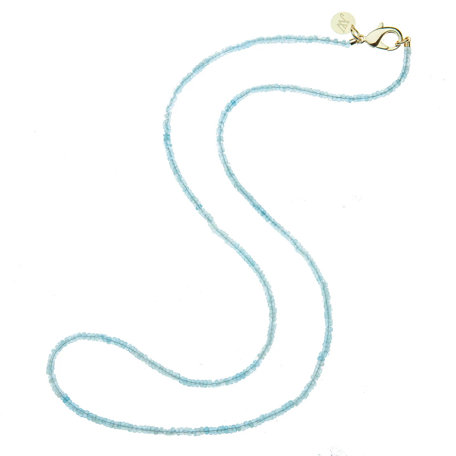 Double Wrap Diamond Cut Beaded Necklace in Aquamarine - Image 3