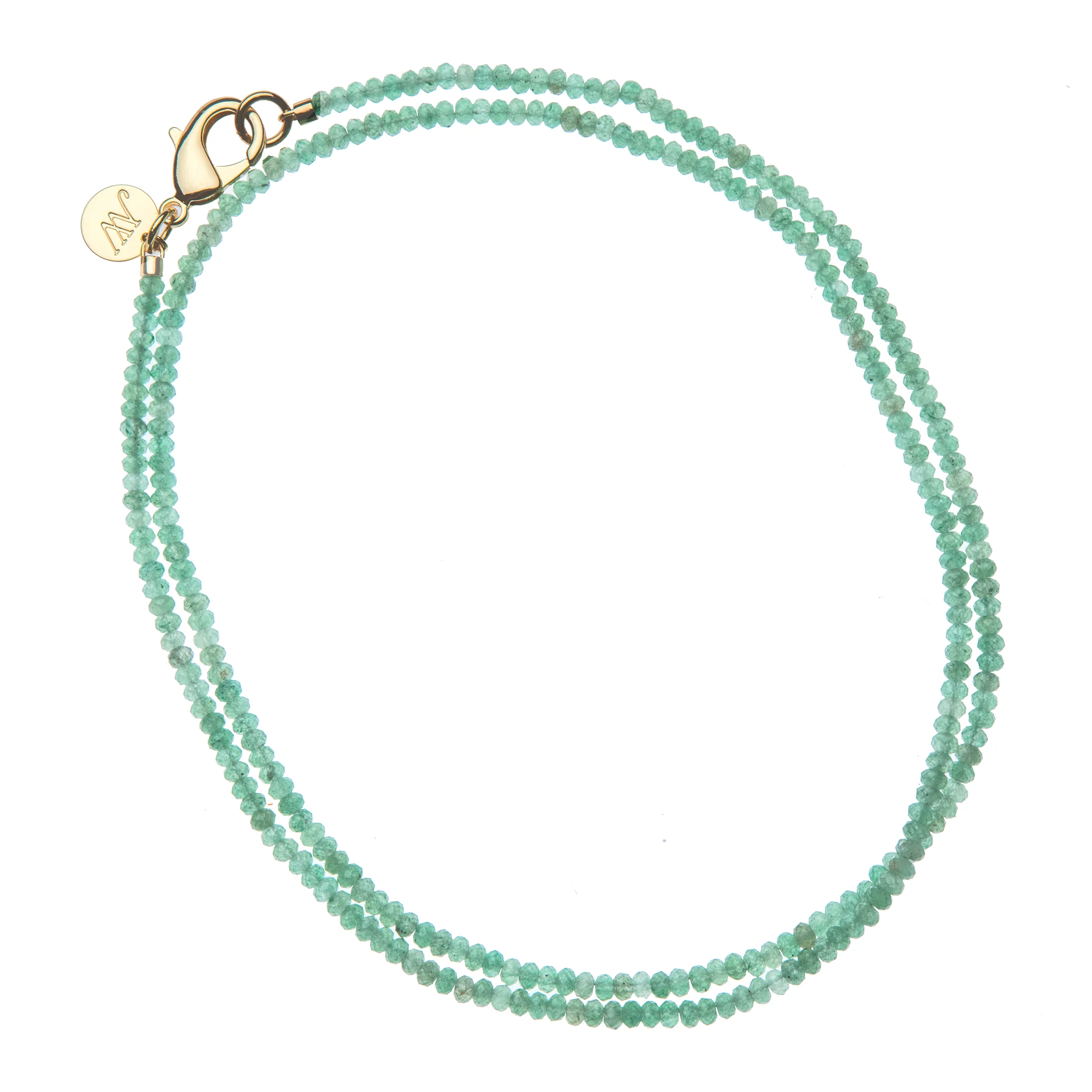 Double Wrap Diamond Cut Beaded Necklace in Jade