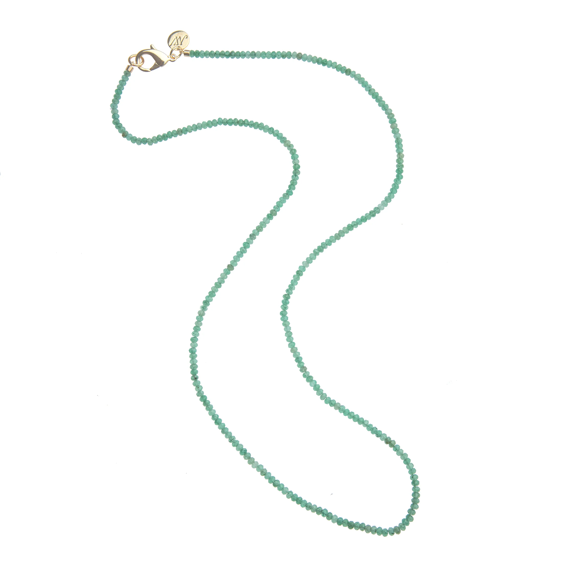 Double Wrap Diamond Cut Beaded Necklace in Jade - Image 3