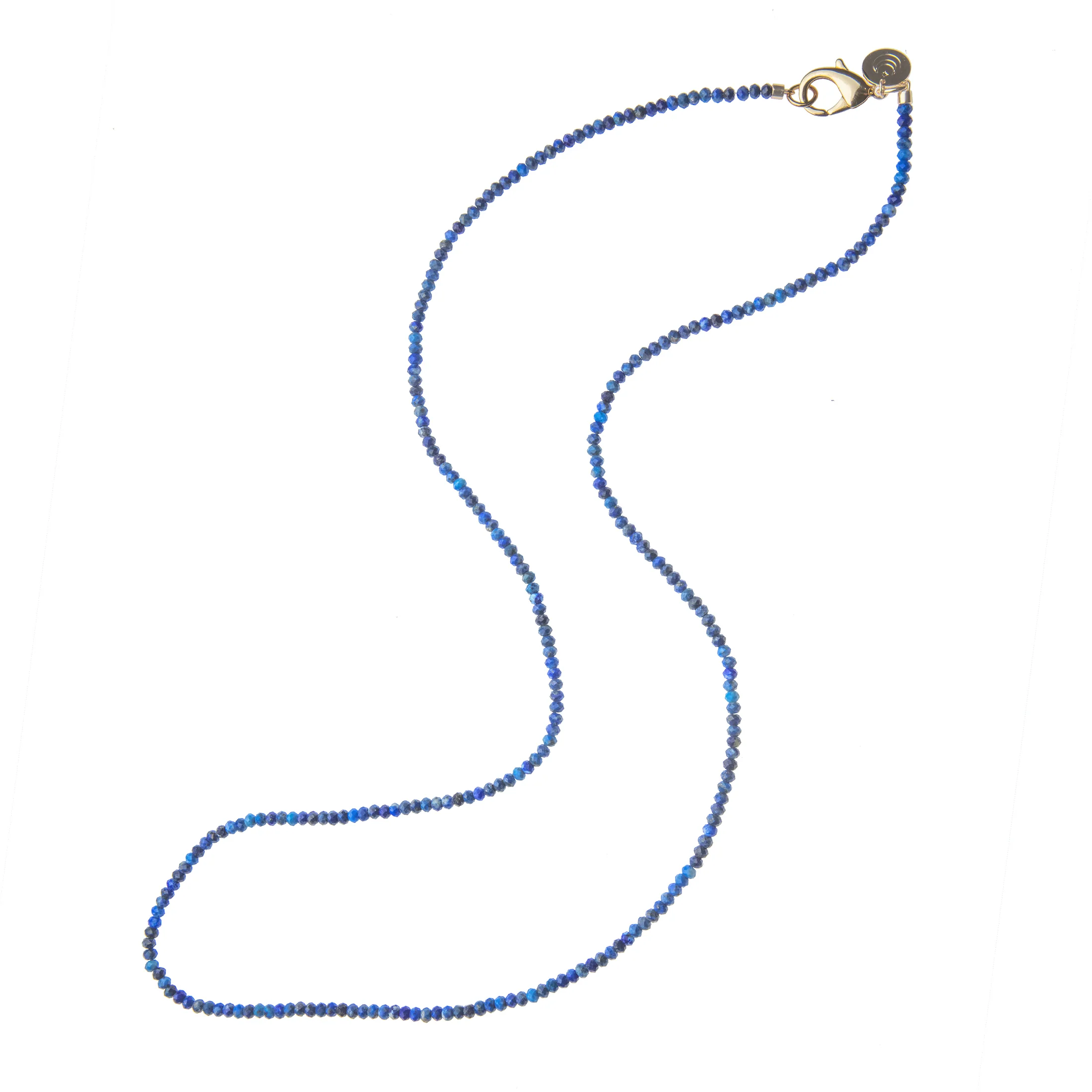 Double Wrap Diamond Cut Beaded Necklace in Lapis - Image 3