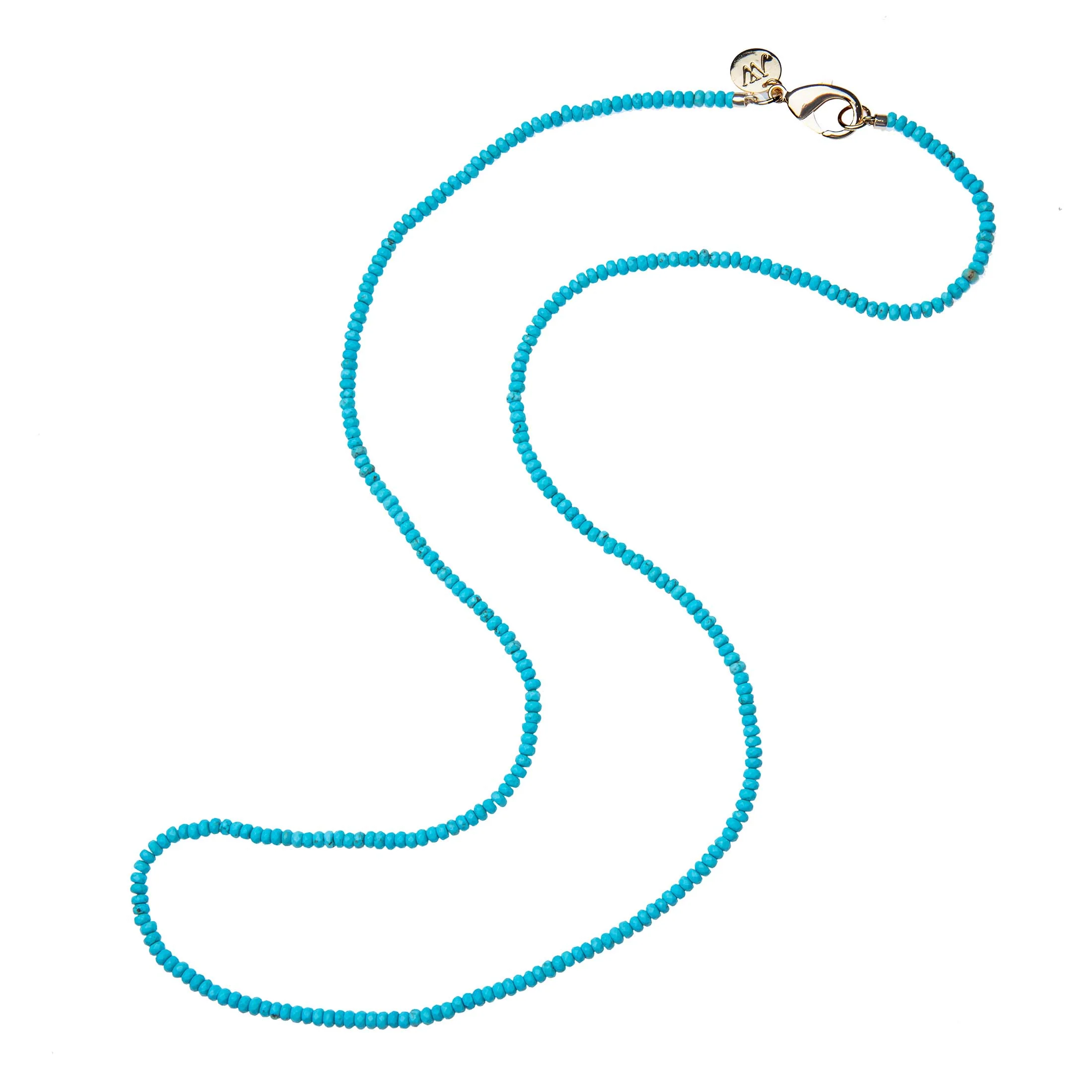 Double Wrap Diamond Cut Beaded Necklace in Turquoise - Image 3