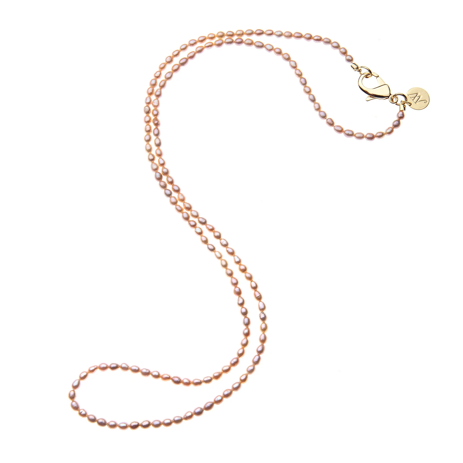 Double Wrap Rice Pearl Necklace in Pink - Image 4
