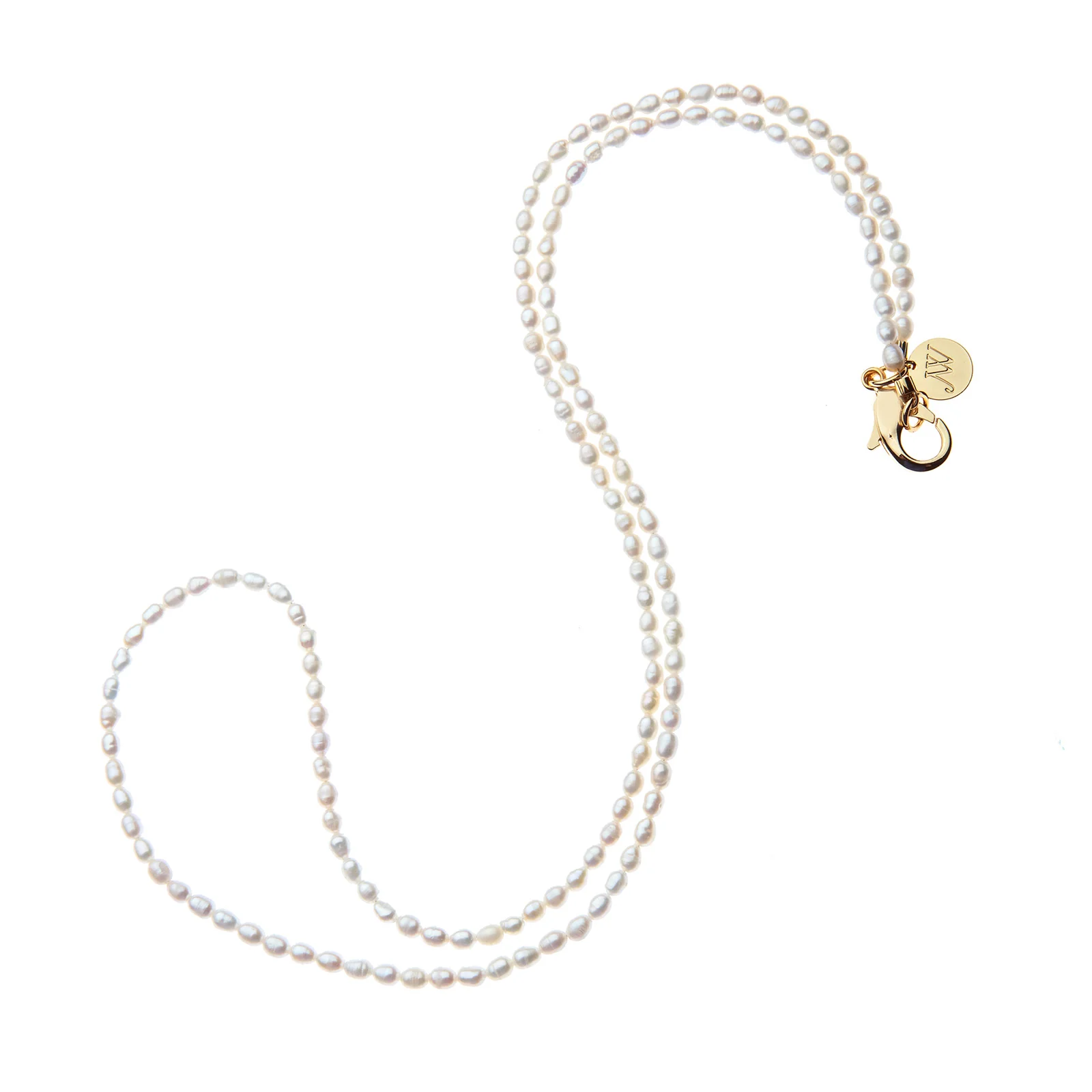 Double Wrap Rice Pearl Necklace in White - Image 3