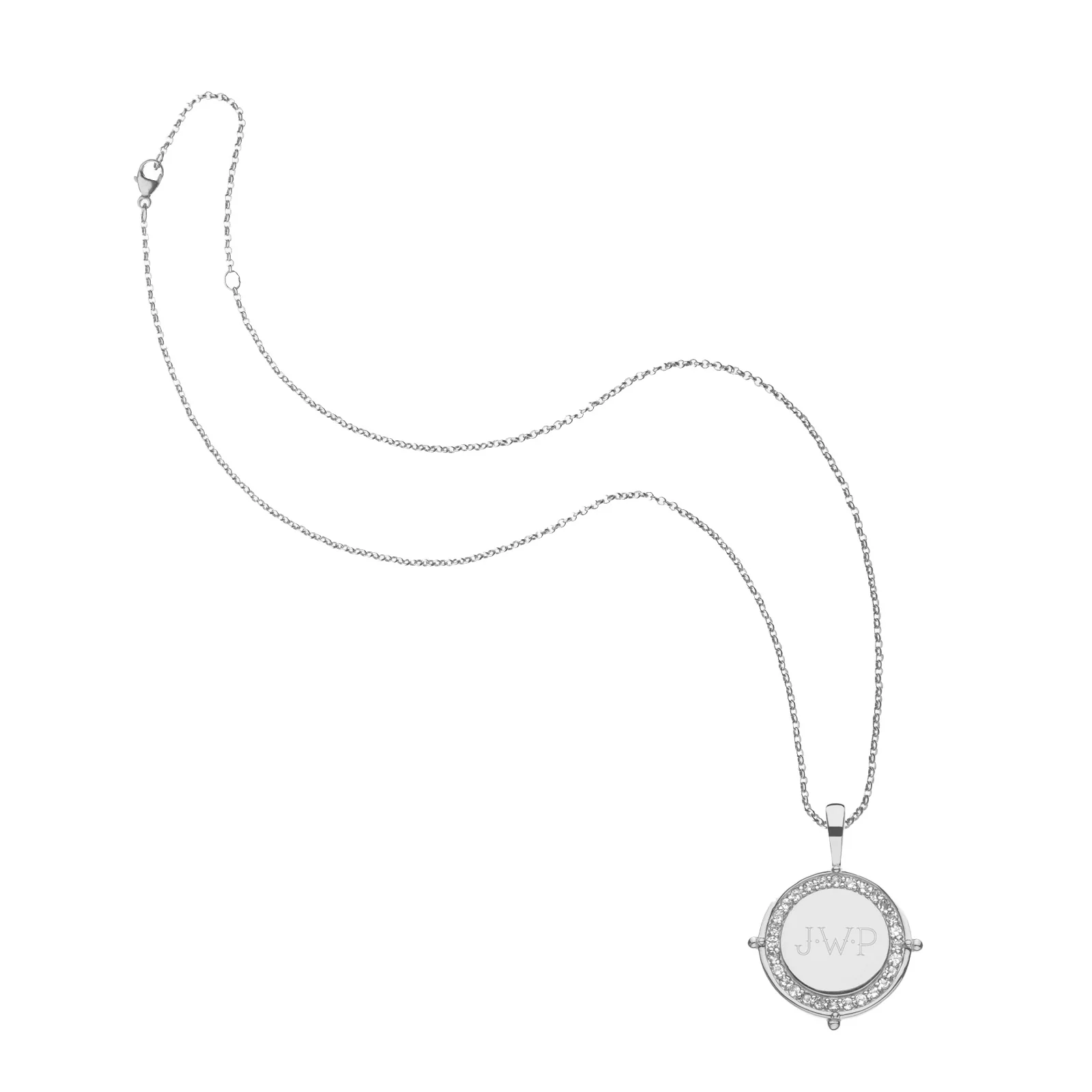 Embellished Personalized Petite Coin Pendant in Silver - Image 3