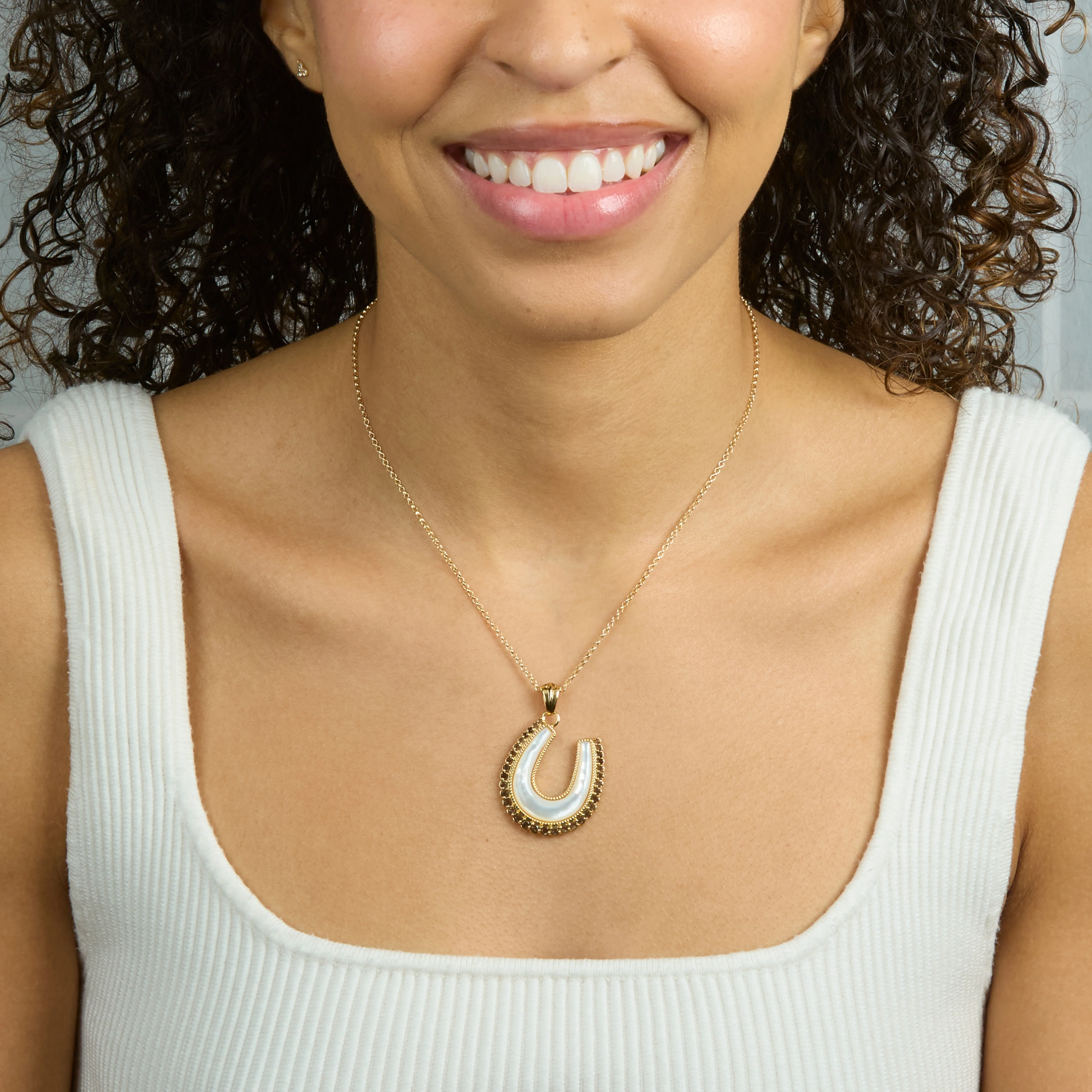 Feeling Lucky Mother of Pearl Horseshoe Pendant - Image 3