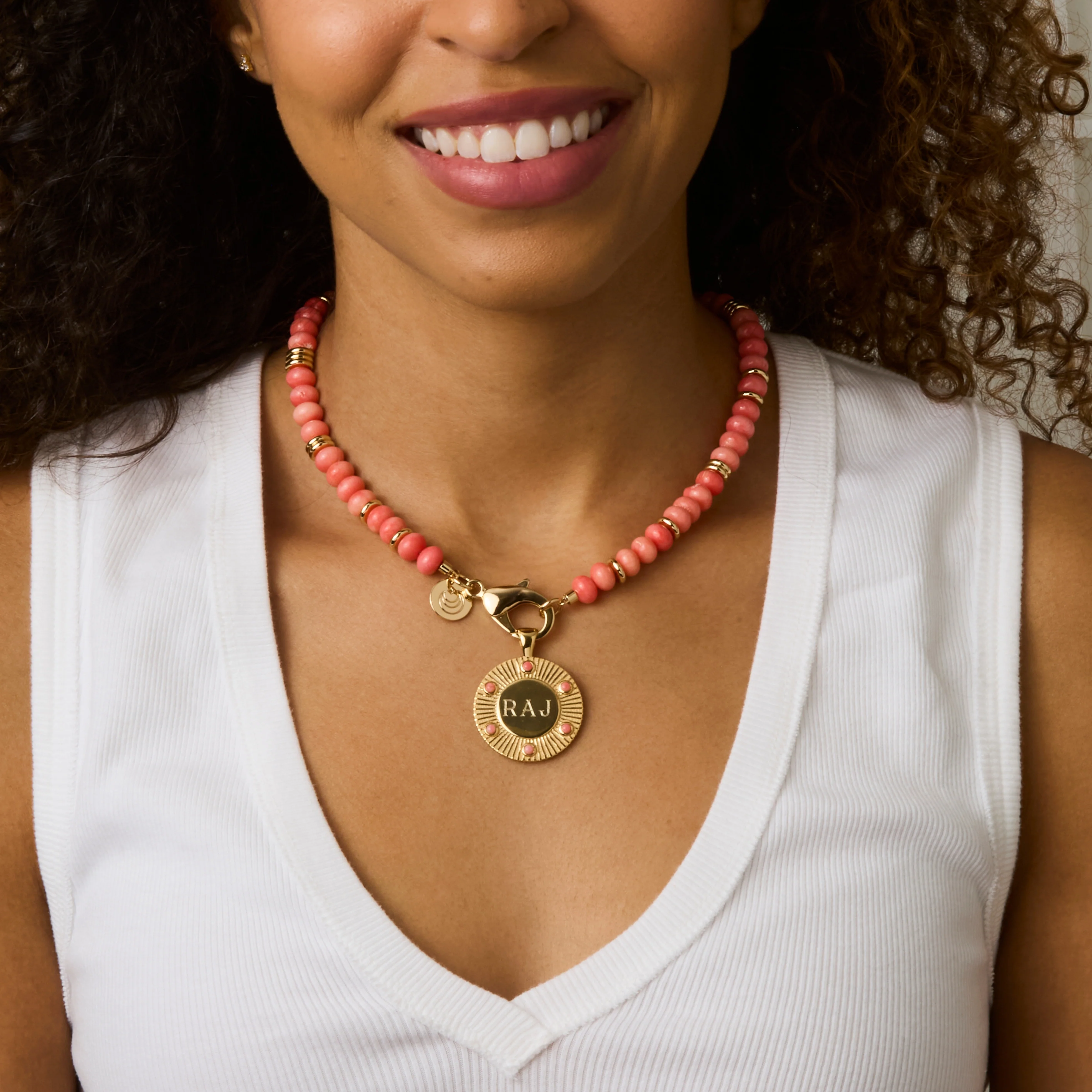 FOREVER Around The Sun Engravable Pendant in Pink Coral - Image 3