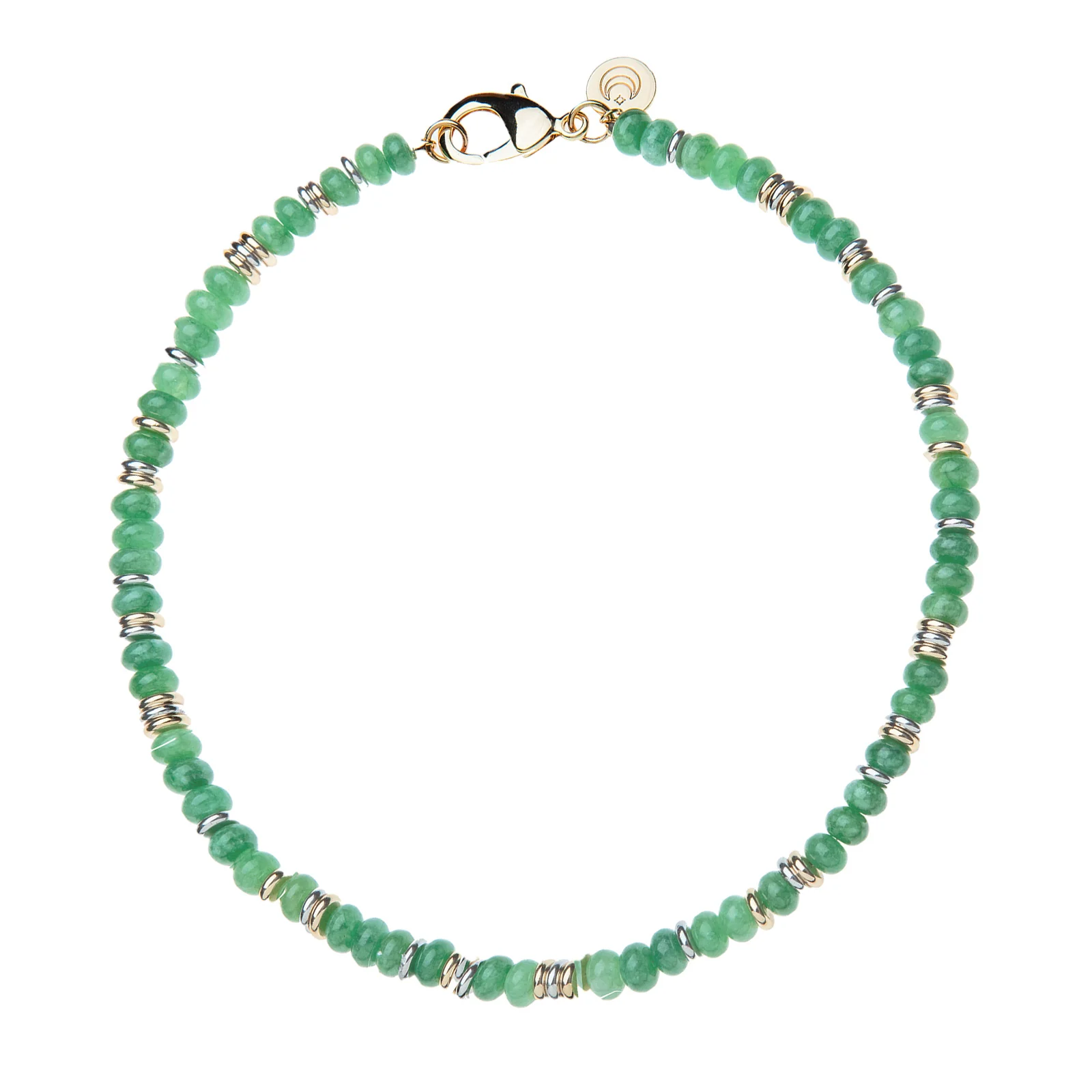 Gumdrop Beaded Necklace in Green Jade Gilver