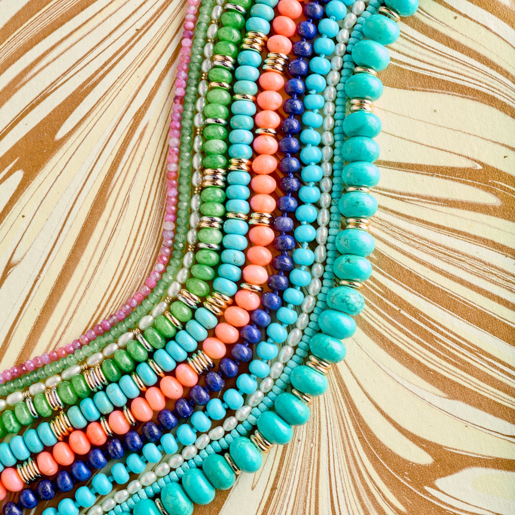 Gumdrop Beaded Necklace in Green Jade Gilver - Image 3