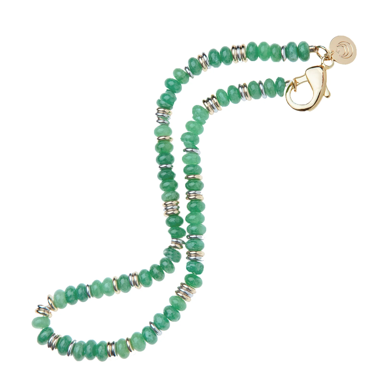 Gumdrop Beaded Necklace in Green Jade Gilver - Image 4