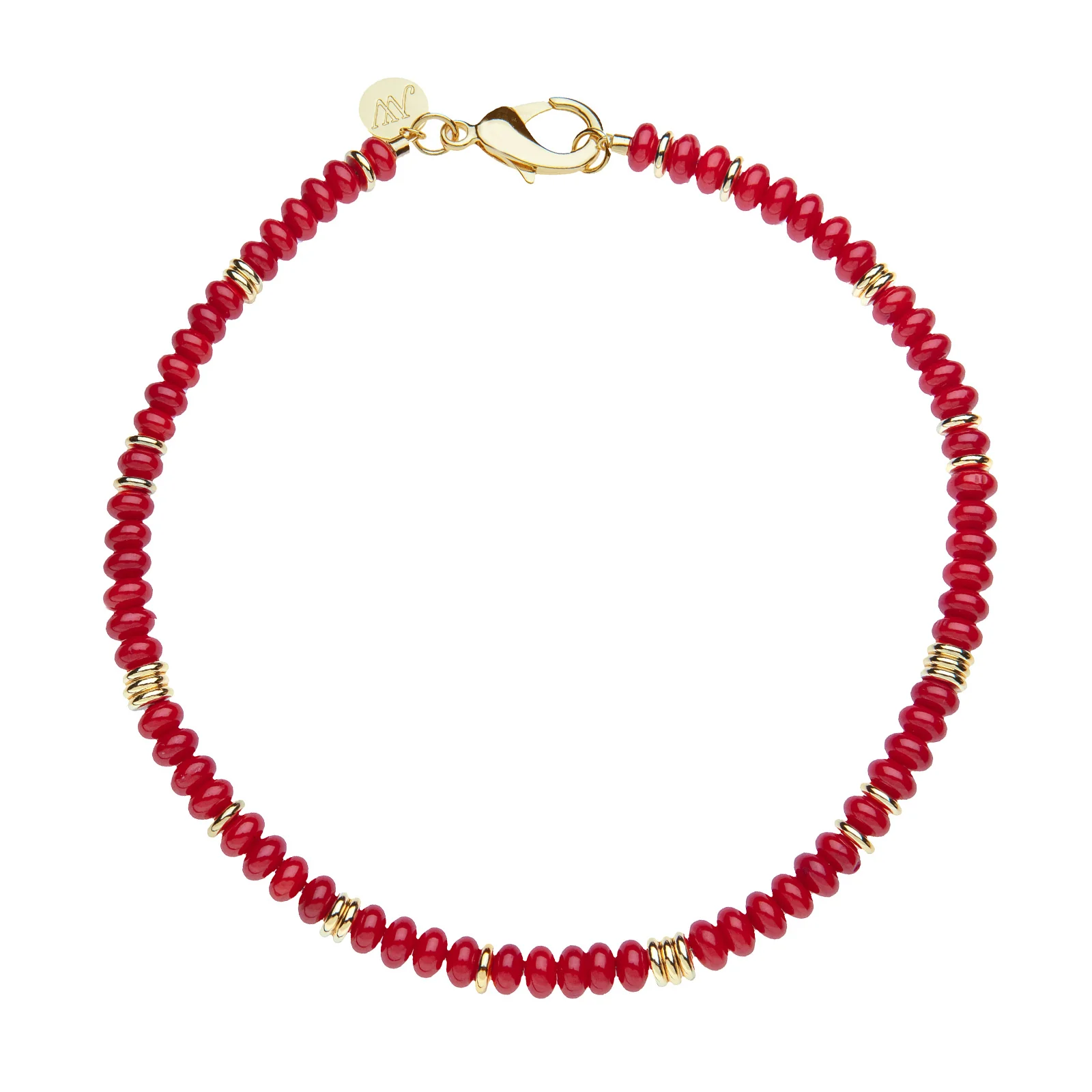 Gumdrop Beaded Necklace in Red Coral