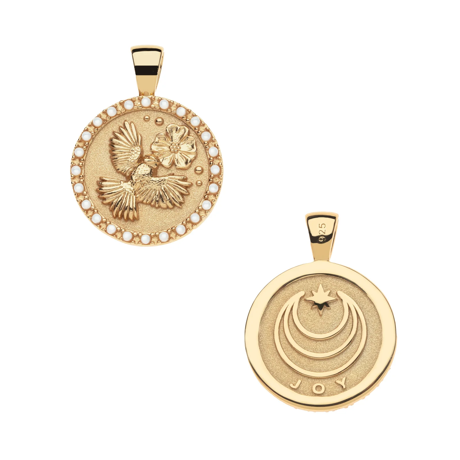JOY Chickadee Small Embellished Pendant Coin - Image 2