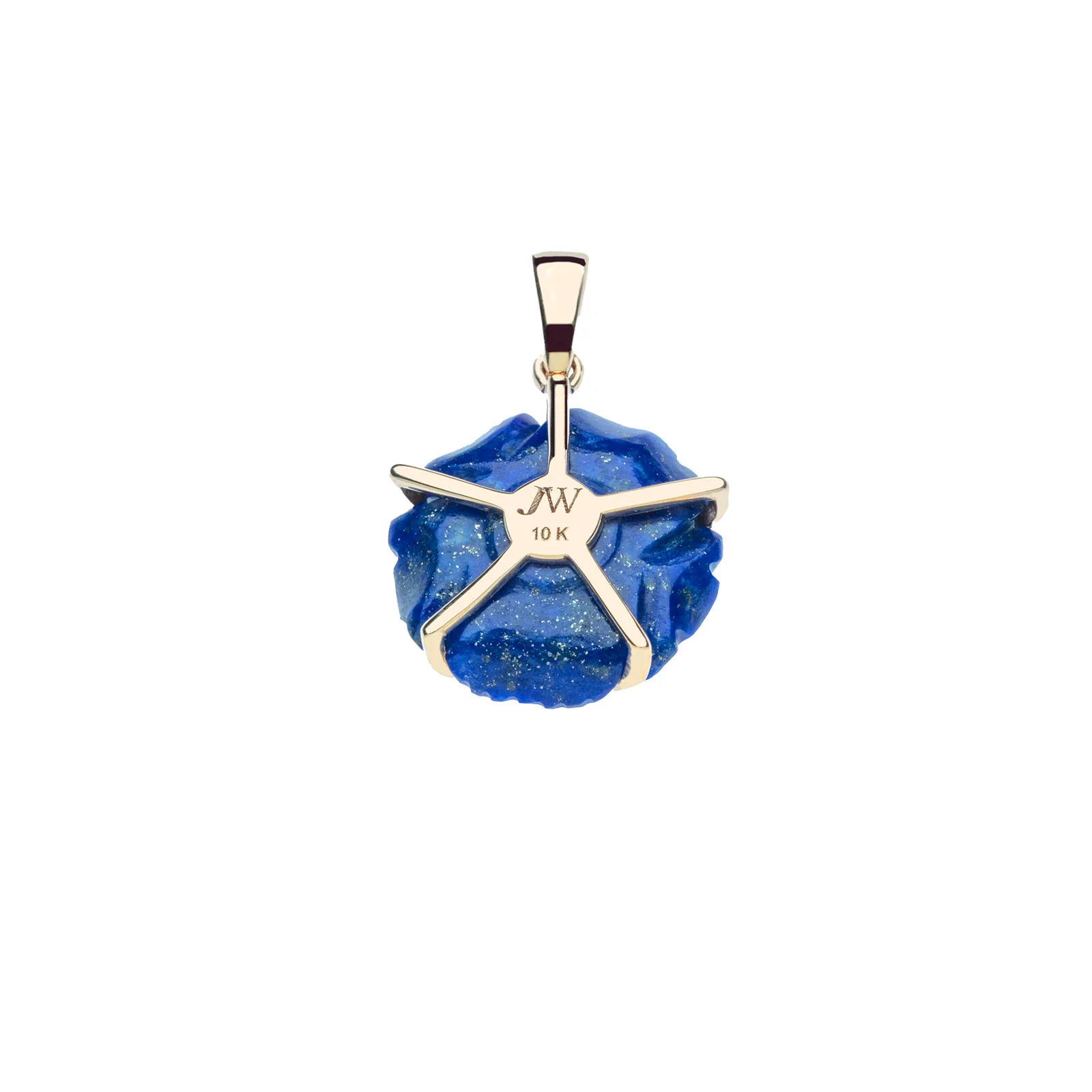 JOY Lapis Carved Petunia Pendant in Solid Gold - Image 3