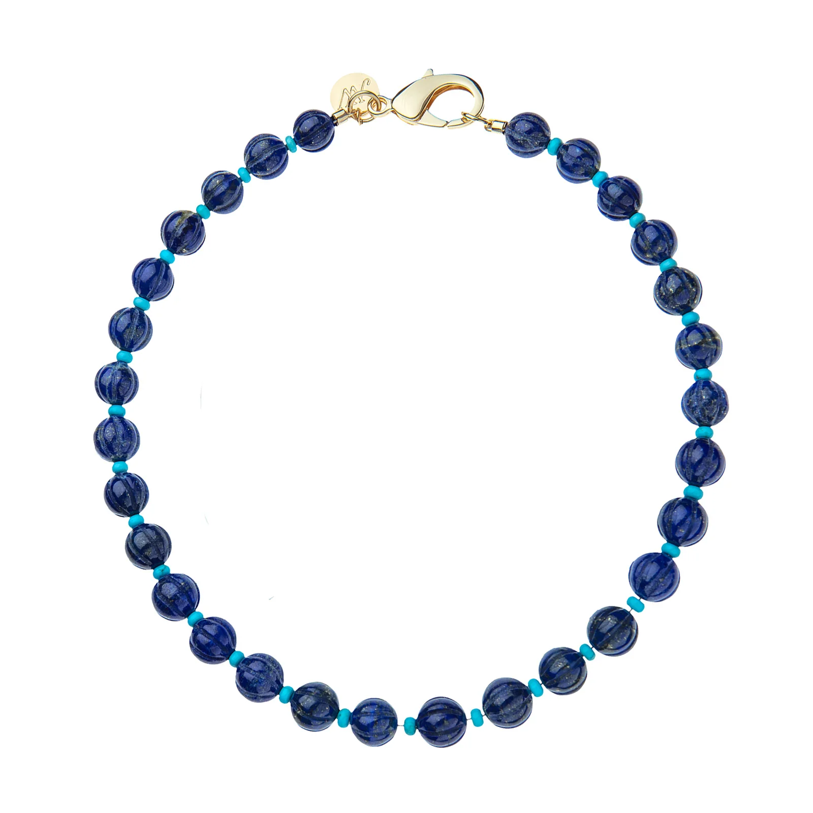 Lapis Pumpkin Bead Necklace