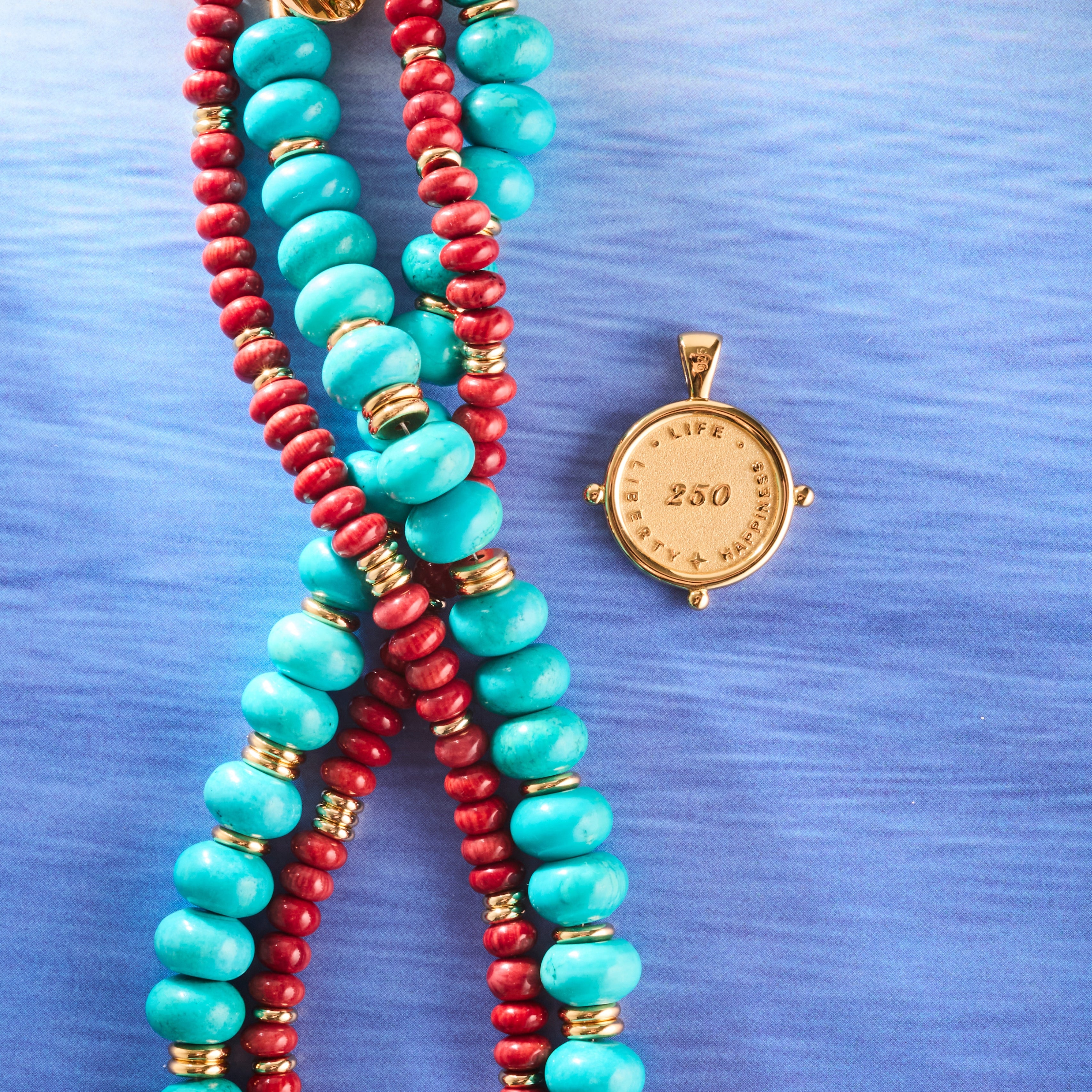 Gumdrop Beaded Necklace in Red Coral - Image 3