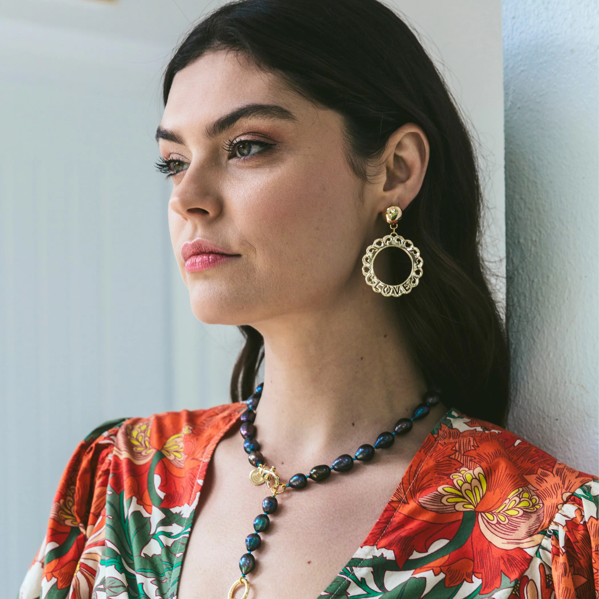 LOVE Cutout Disk Earrings - Image 3