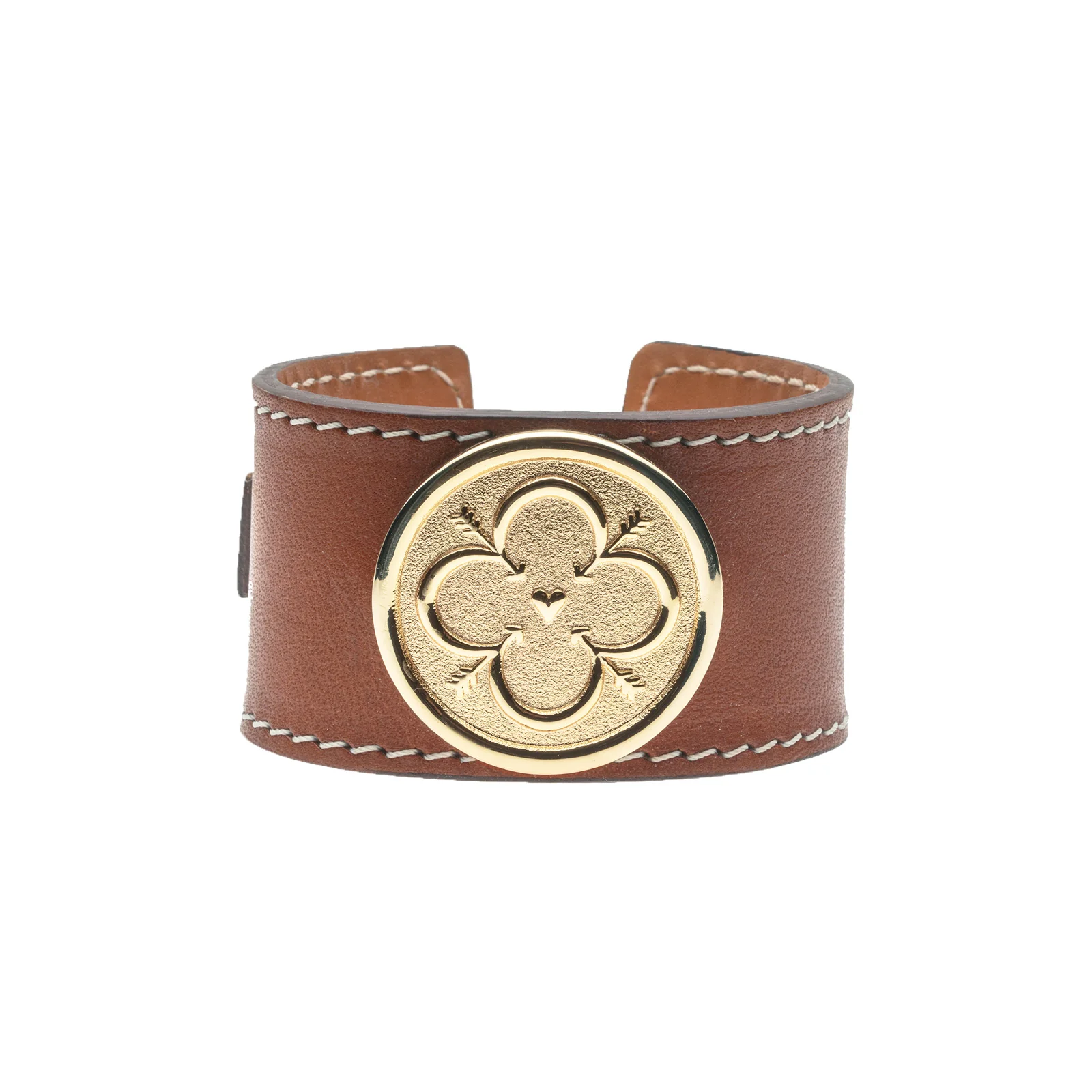 LOVE Leather Cuff in Cognac