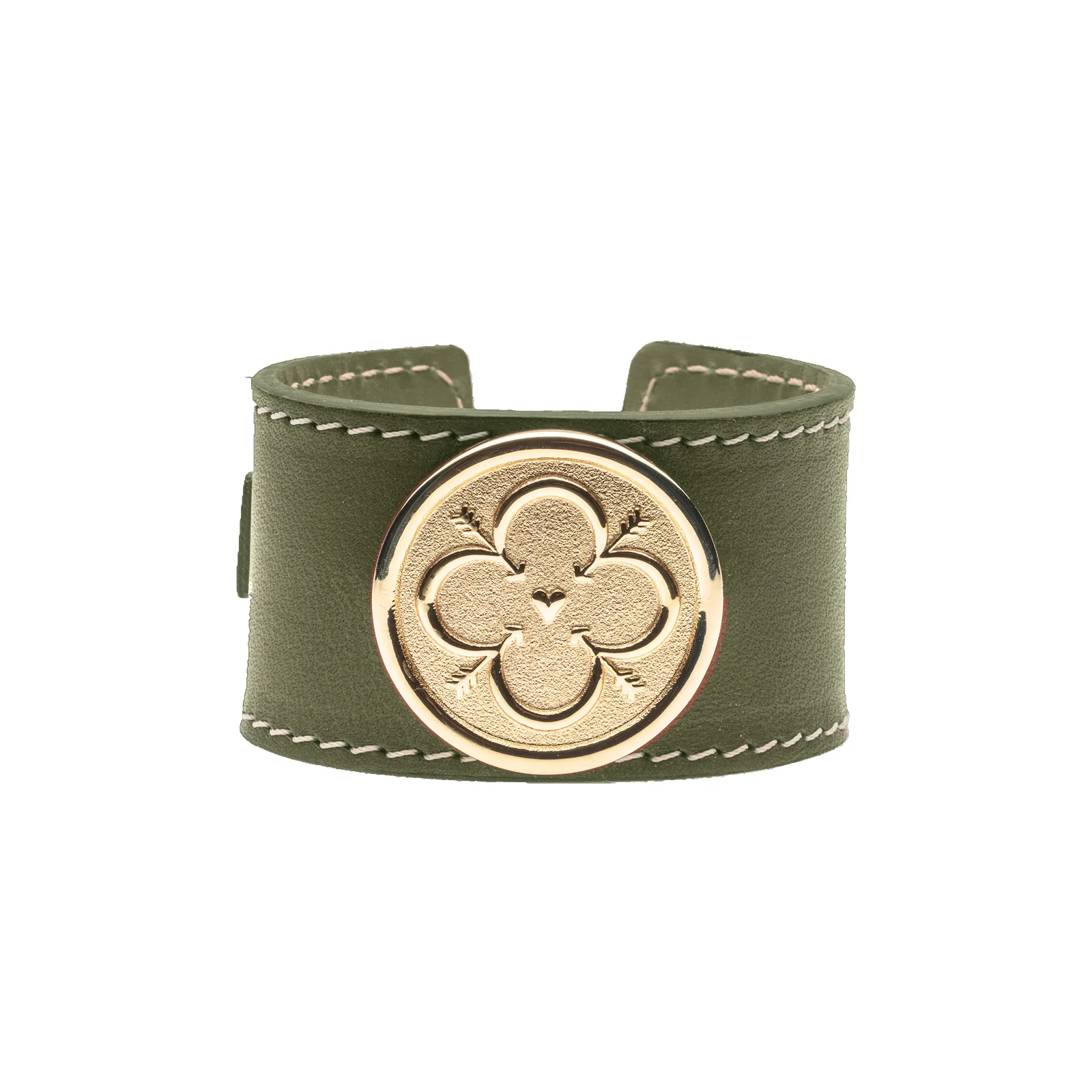 LOVE Leather Cuff in Olive Green
