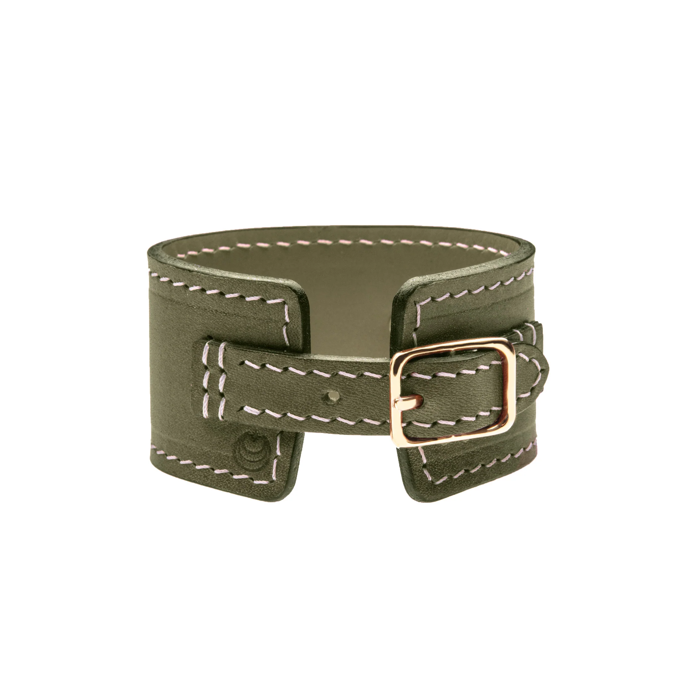 LOVE Leather Cuff in Olive Green - Image 2