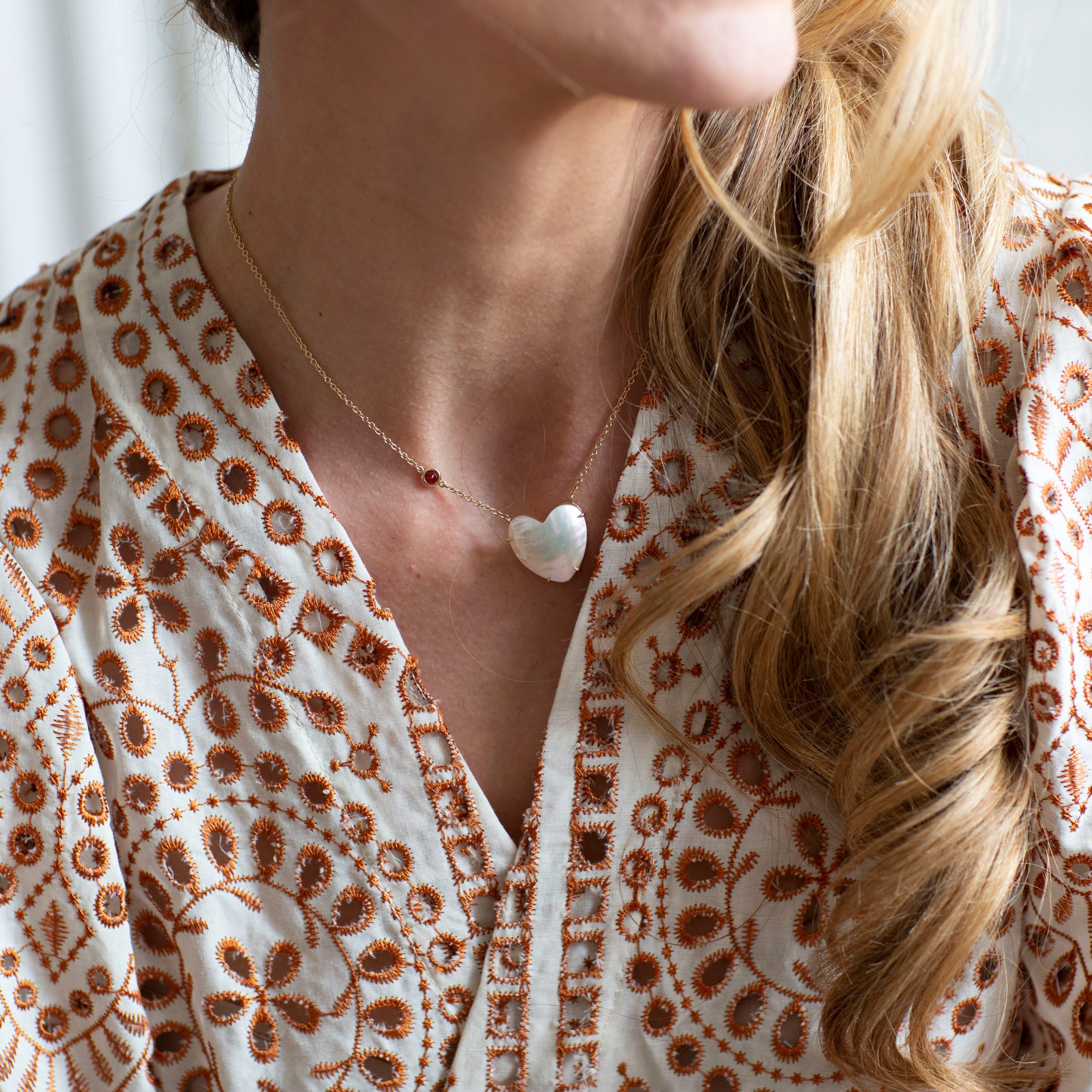 LOVE Shell Carved Heart Necklace with Gold Setting SALE - Image 7