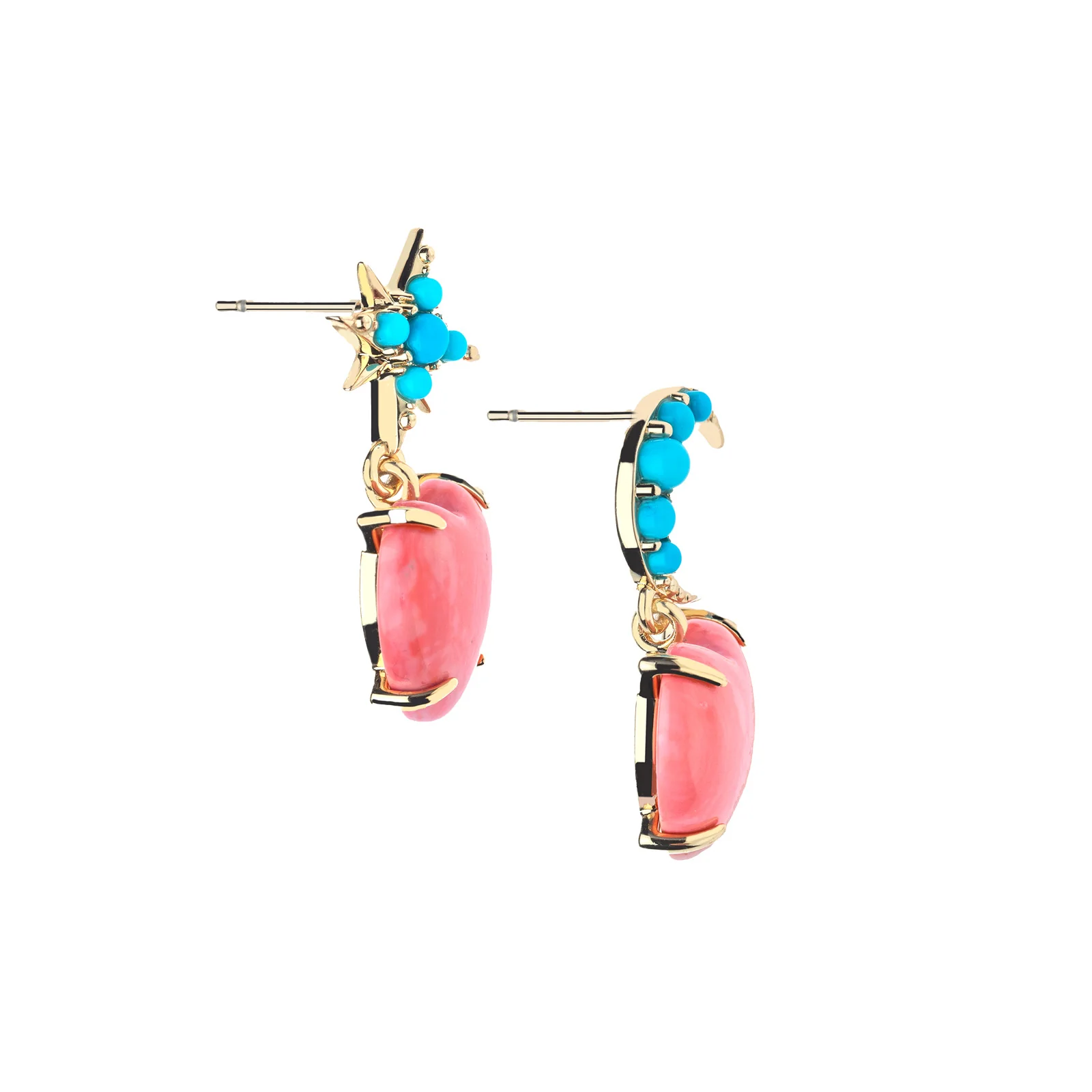 LOVE You To the Moon and Stars Earrings in Coral - Image 3