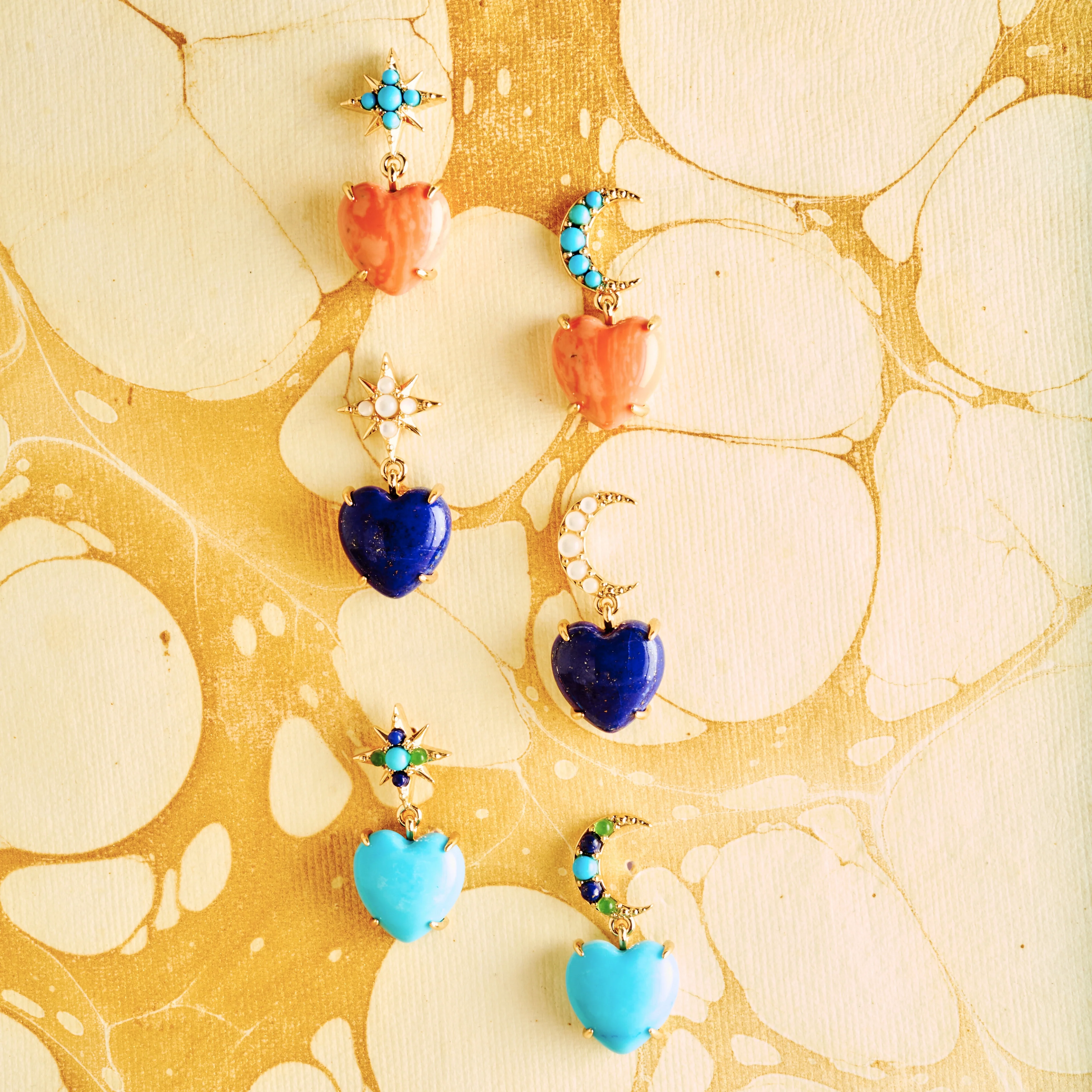 LOVE You To the Moon and Stars Earrings in Coral - Image 4