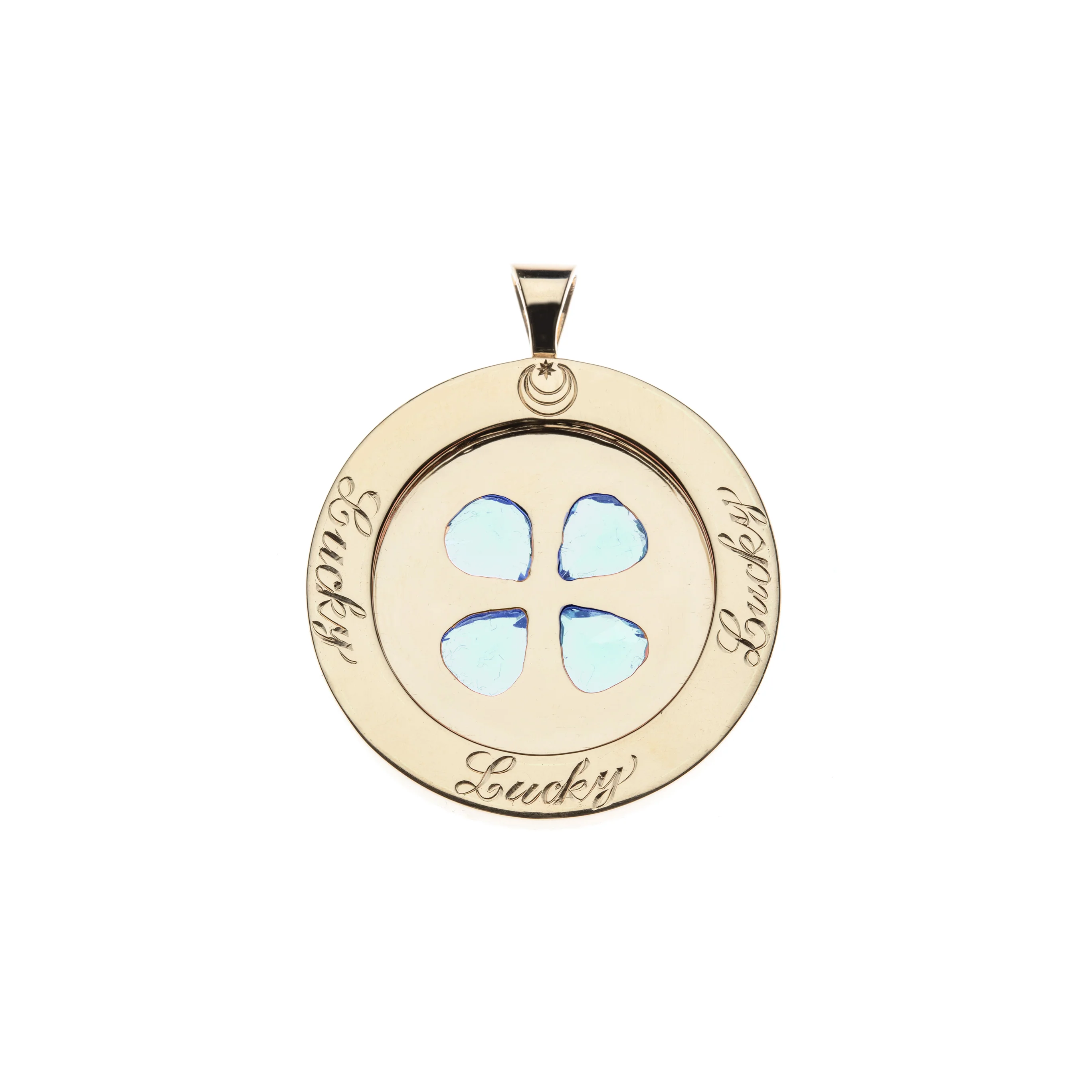 LUCKY 14k Sky Blue Topaz Coin Pendant - Image 2