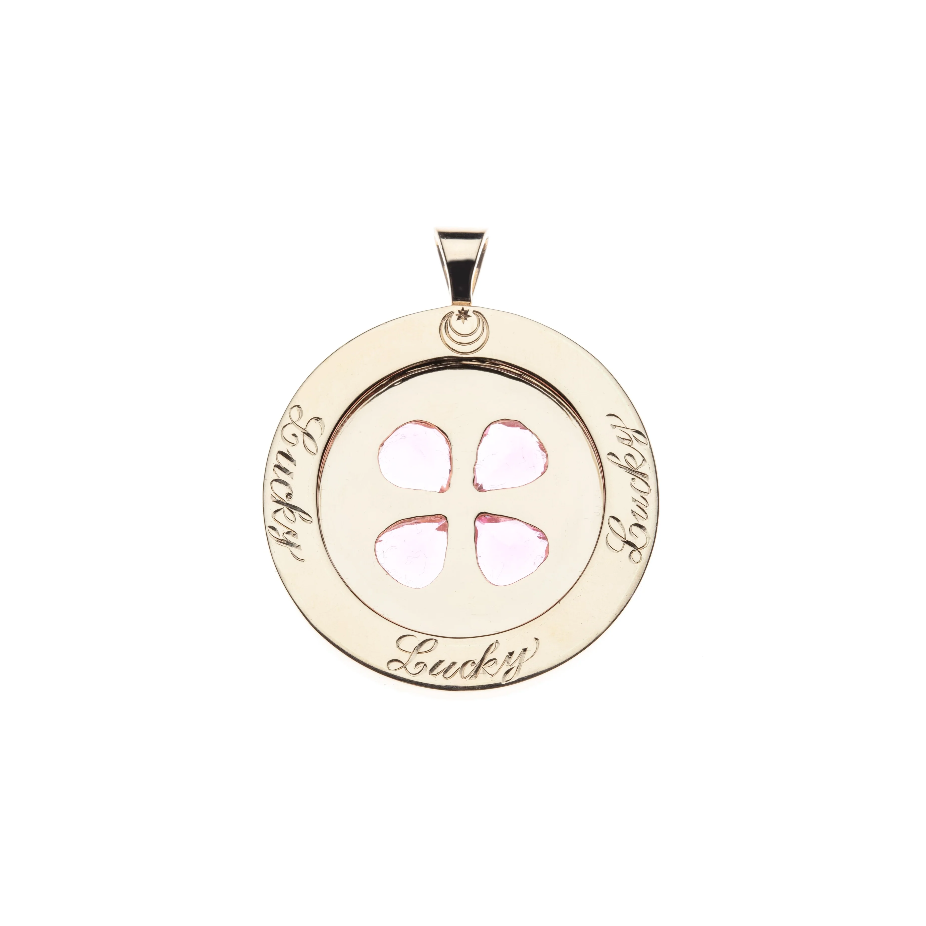 LUCKY 14k Pink Tourmaline Coin Pendant - Image 2