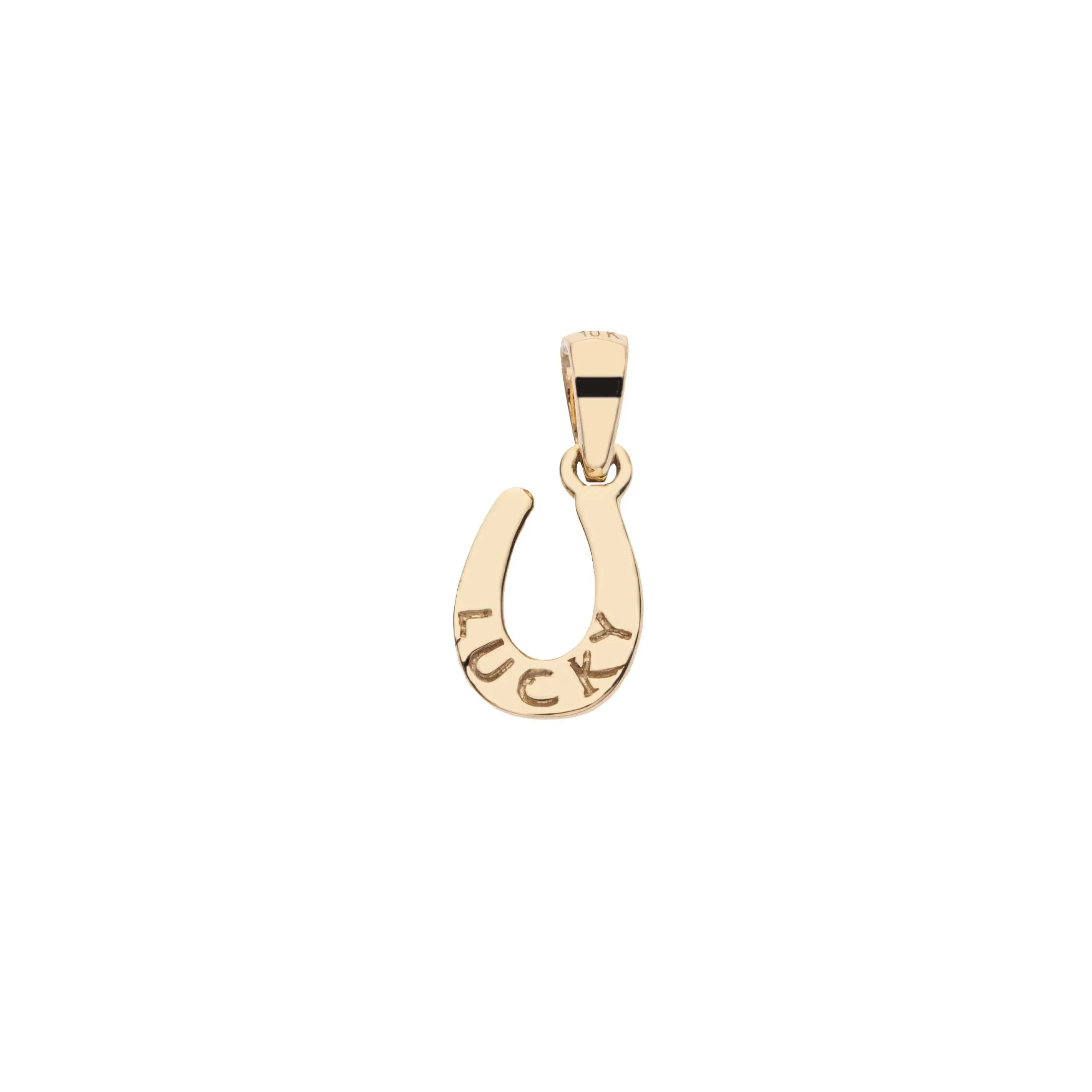 LUCKY Baby Horseshoe Pendant in 10k - Image 4
