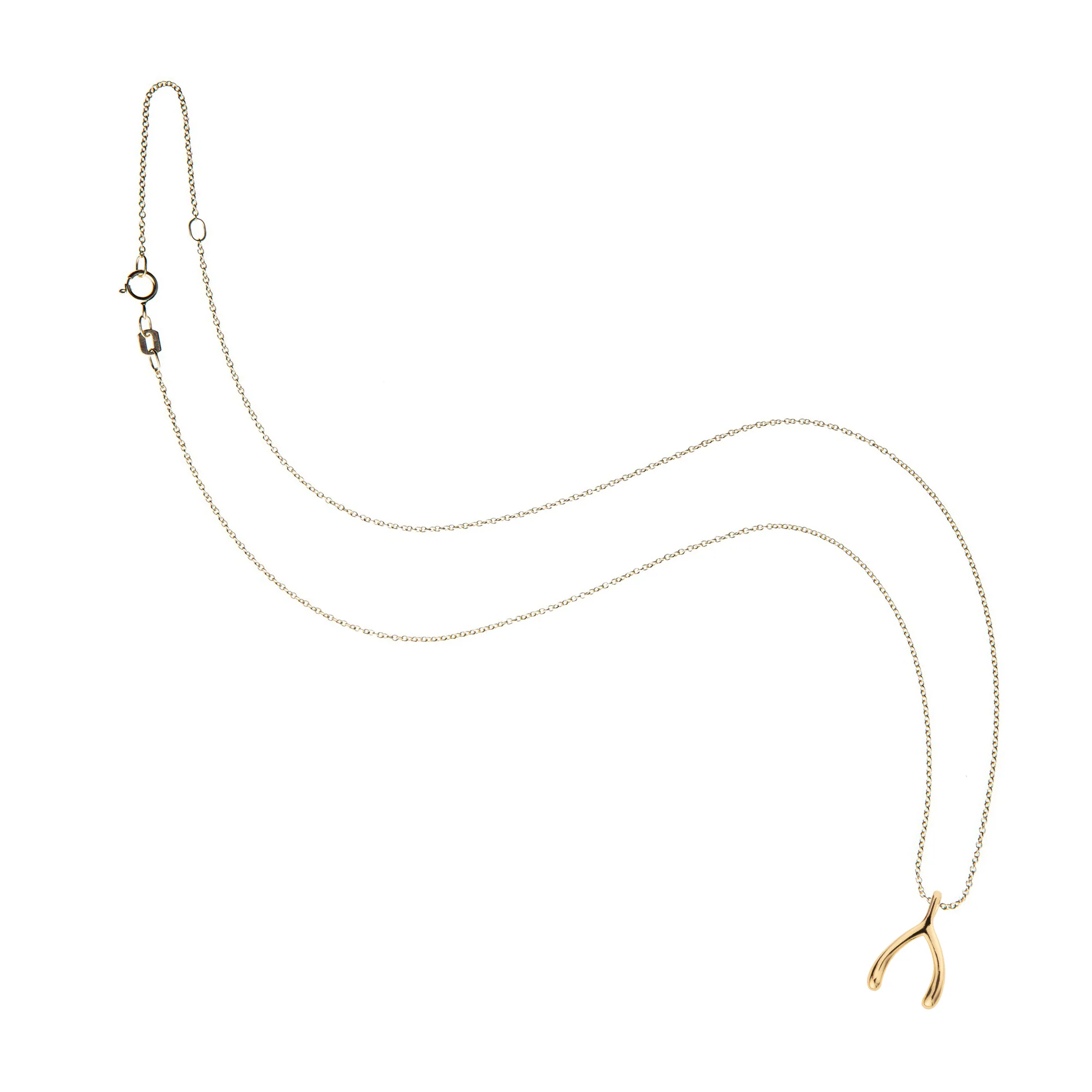LUCKY Gold Mini Wishbone Pendant in 10k - Image 4