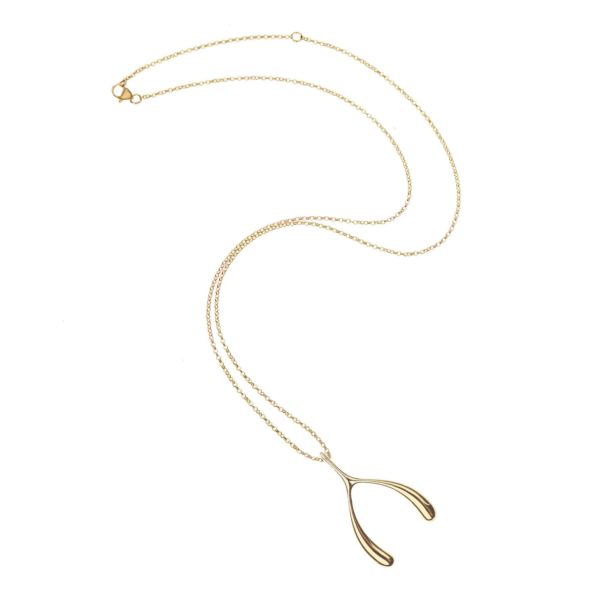 LUCKY Gold Wishbone Pendant - Image 4