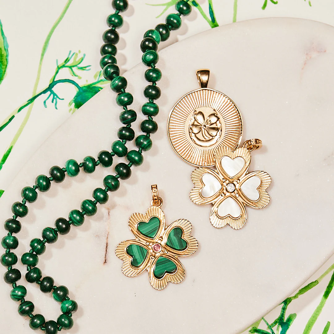 LUCKY in Love Clover Pendant with Malachite - Image 3