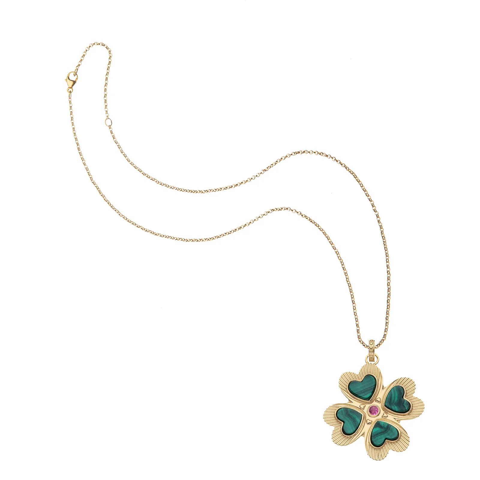 LUCKY in Love Clover Pendant with Malachite - Image 4