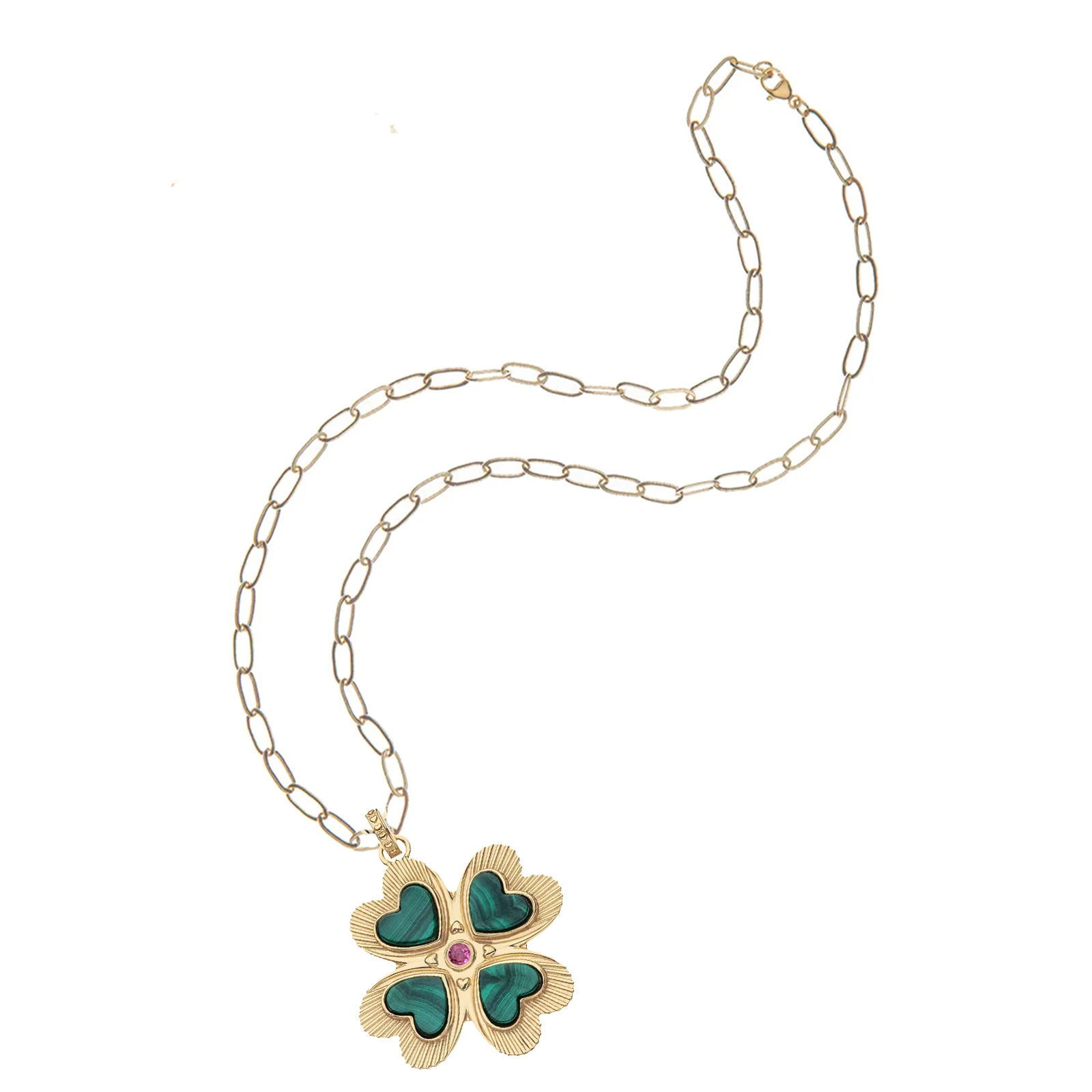 LUCKY in Love Clover Pendant with Malachite - Image 5