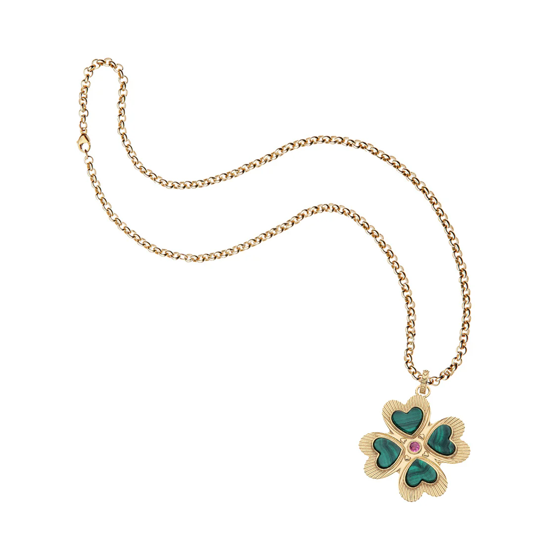 LUCKY in Love Clover Pendant with Malachite - Image 6