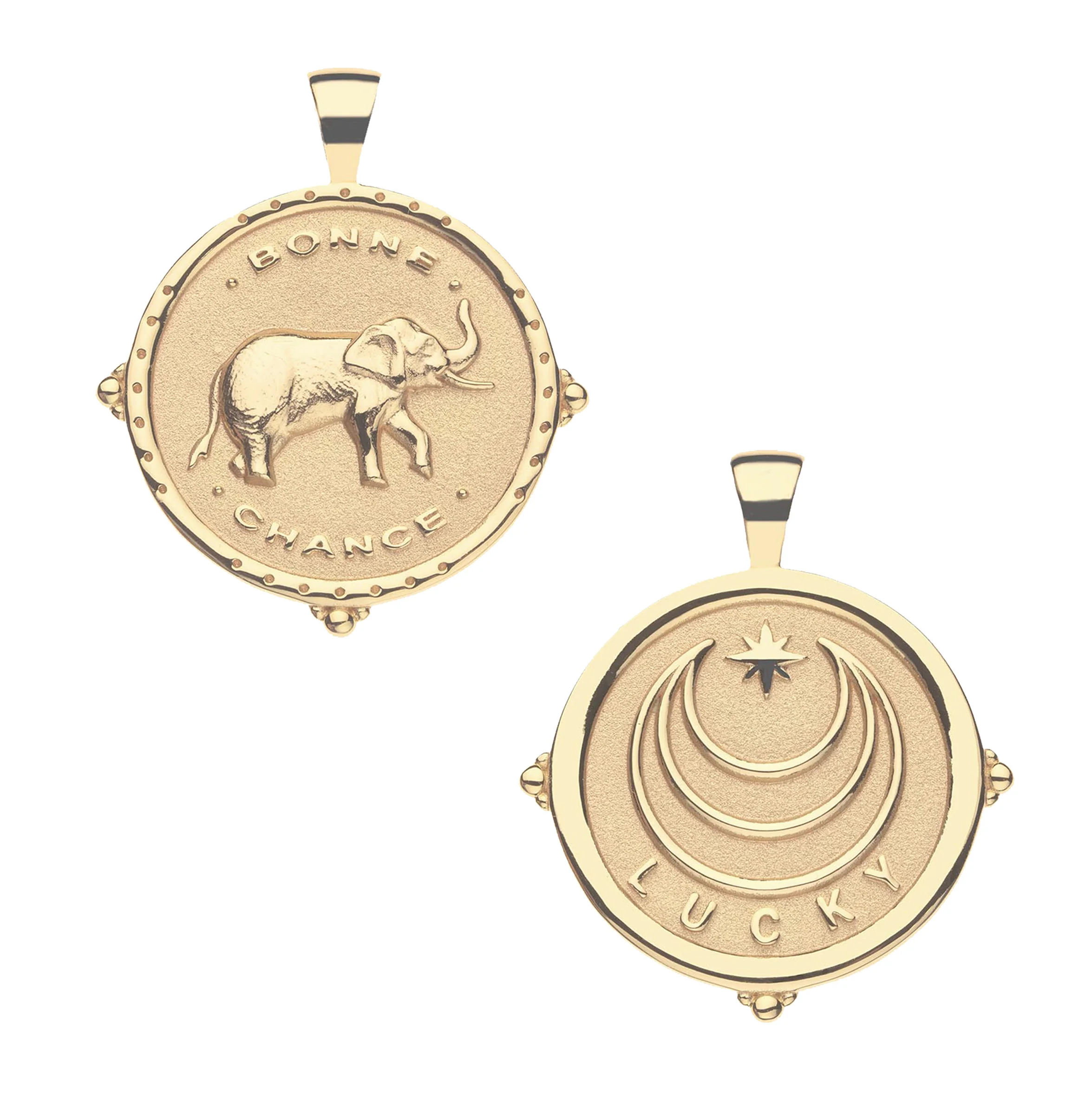 LUCKY JW Original Pendant Coin (Bonne Chance) in Solid Gold - Image 2