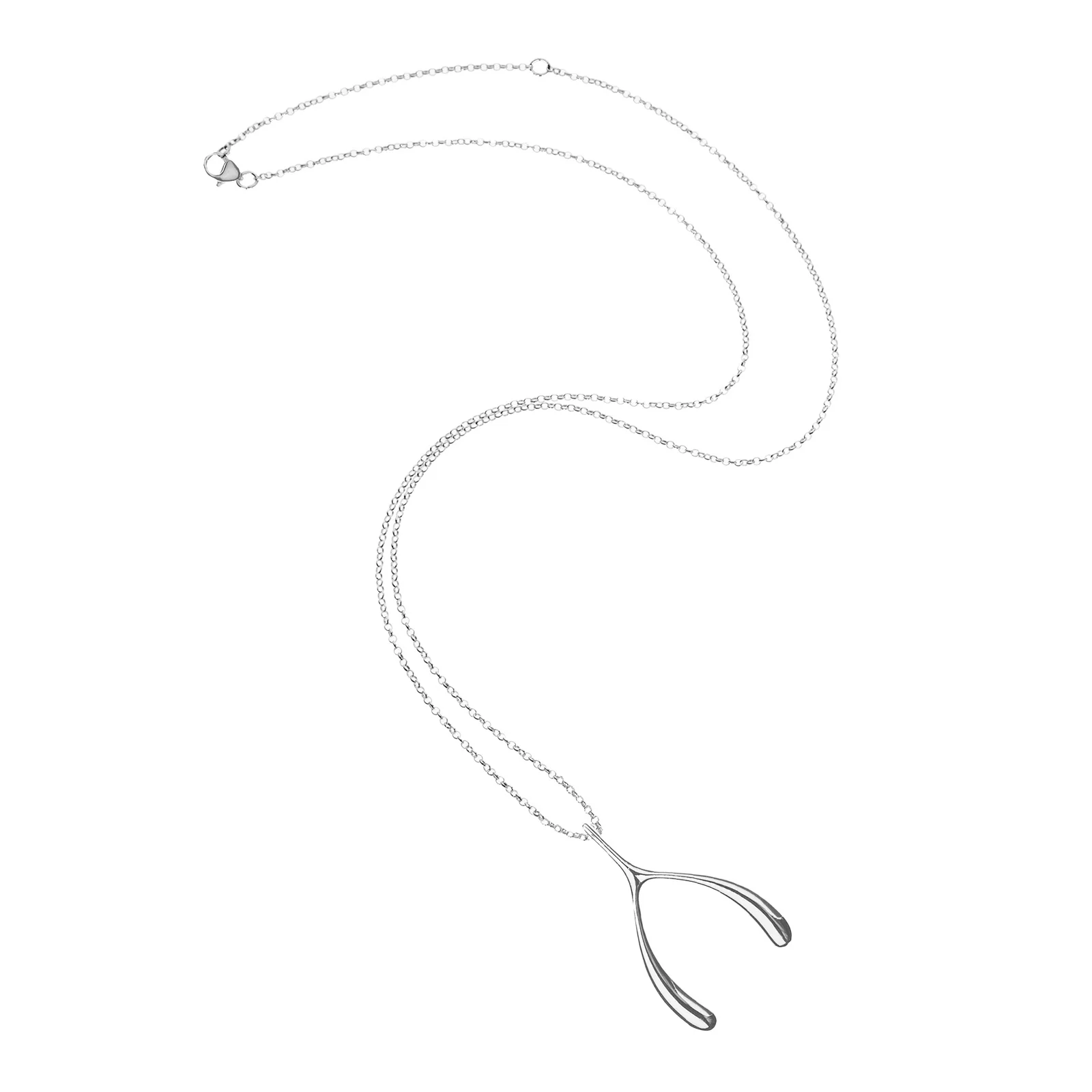 LUCKY Silver Wishbone Pendant - Image 3
