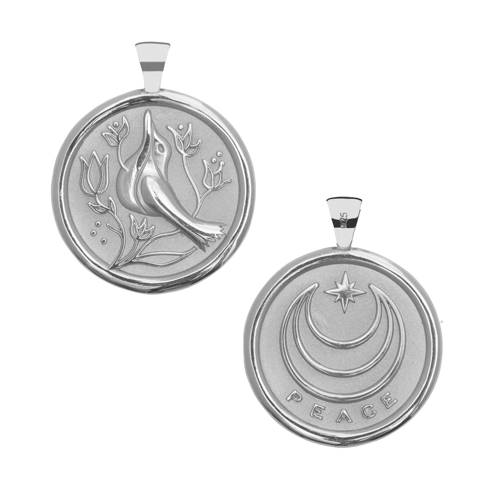 PEACE JW Original Pendant Coin in Silver - Image 3