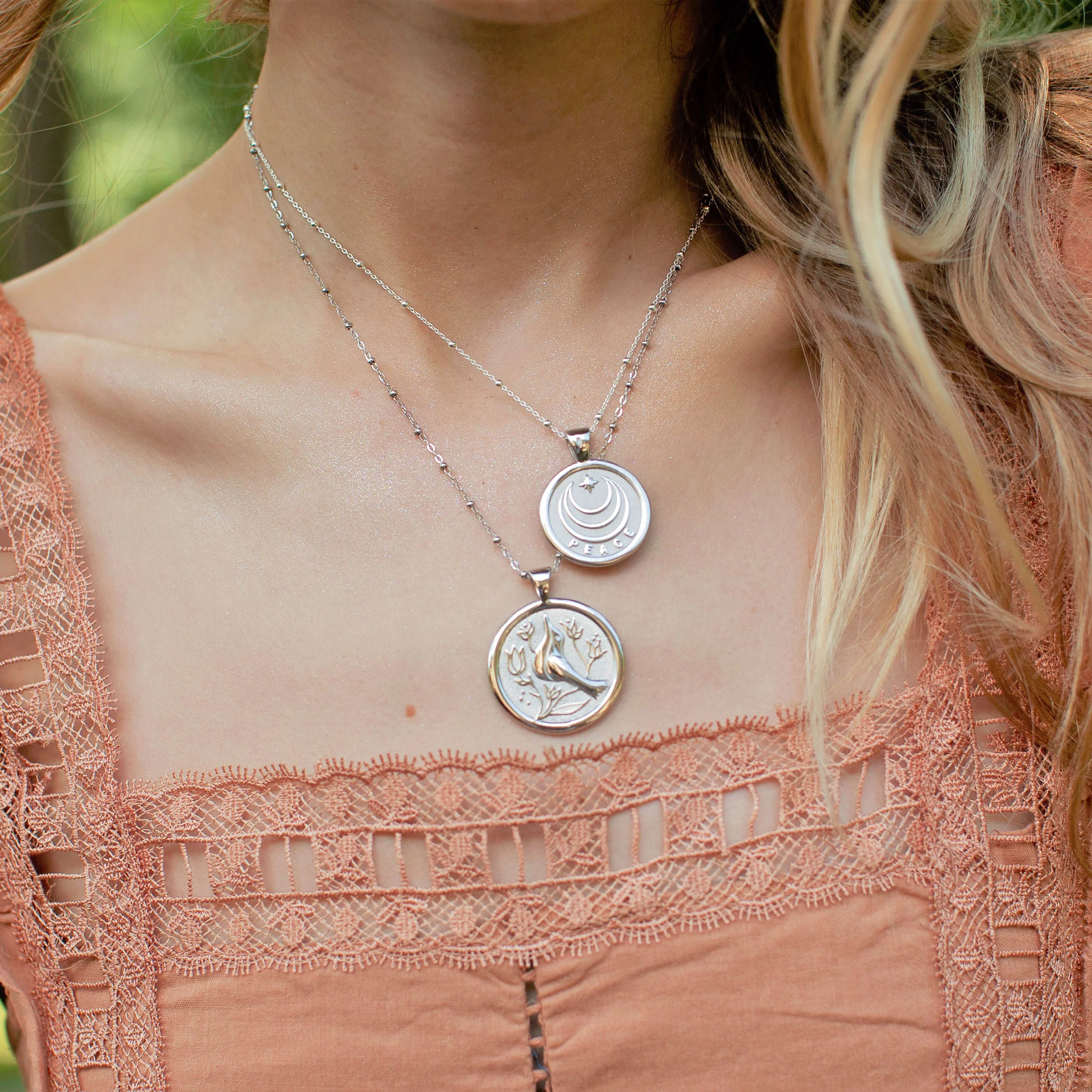PEACE JW Original Pendant Coin in Silver - Image 5