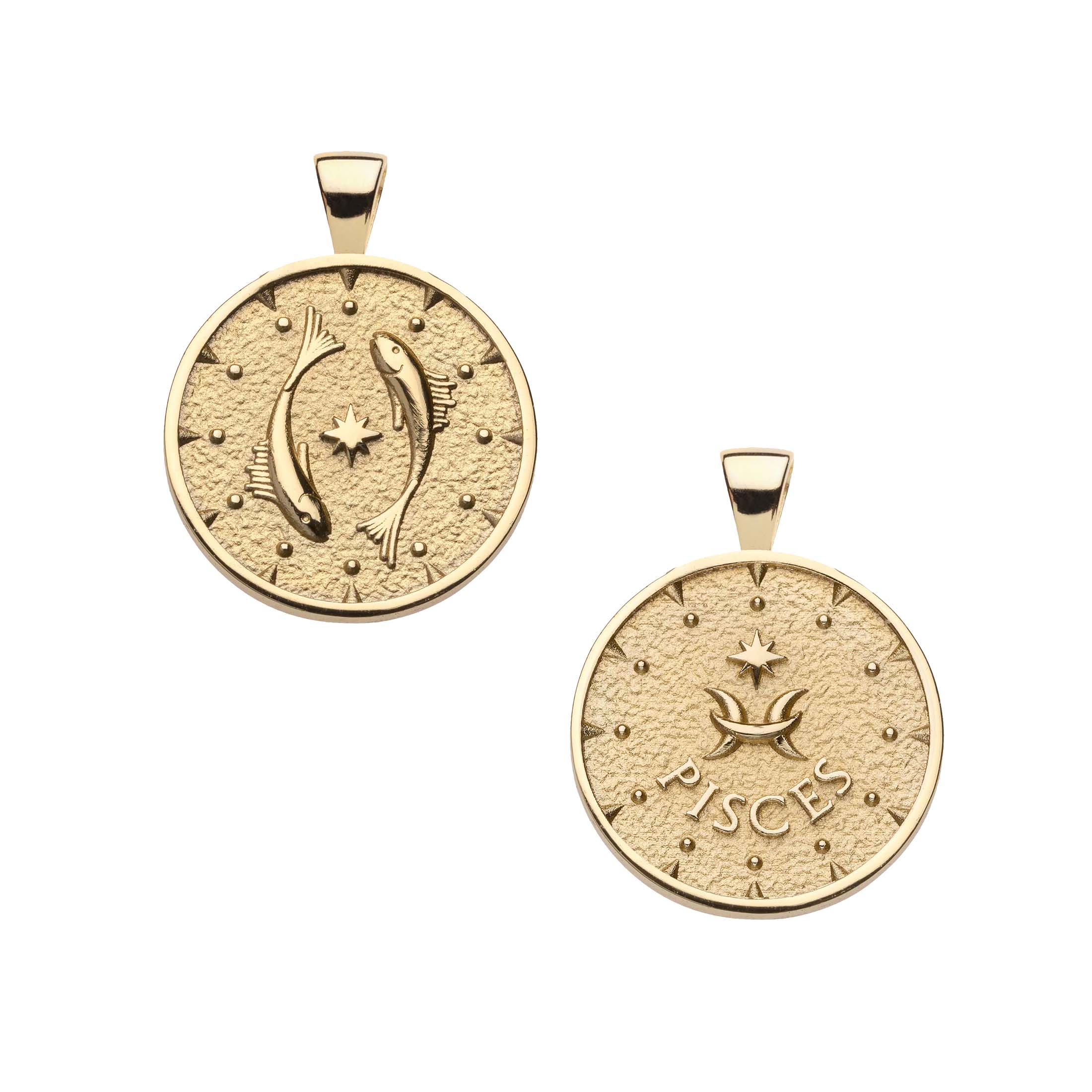 PISCES JW Small Zodiac Pendant Coin - Feb 19 - Mar 20 - Image 2