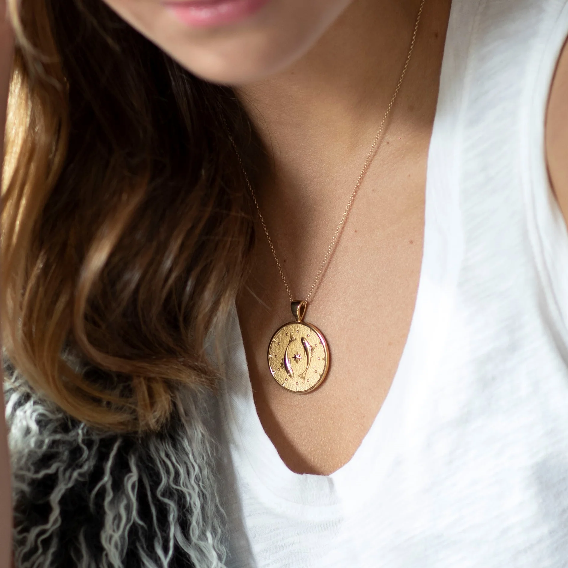 PISCES JW Zodiac Pendant Coin - Feb 19 - Mar 20 - Image 3