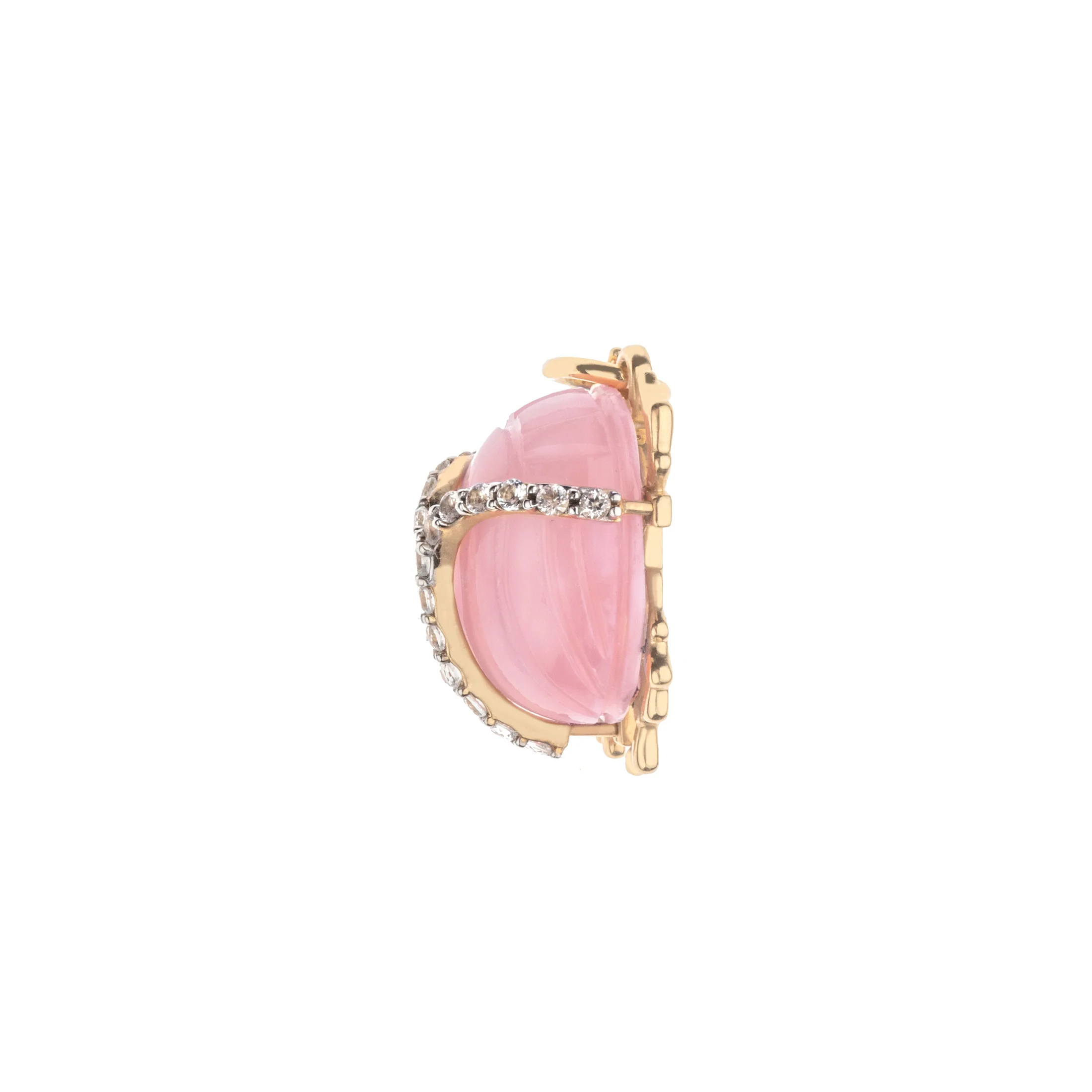 PROTECT Pink Jade Scarab Pendant in Solid Gold - Image 3