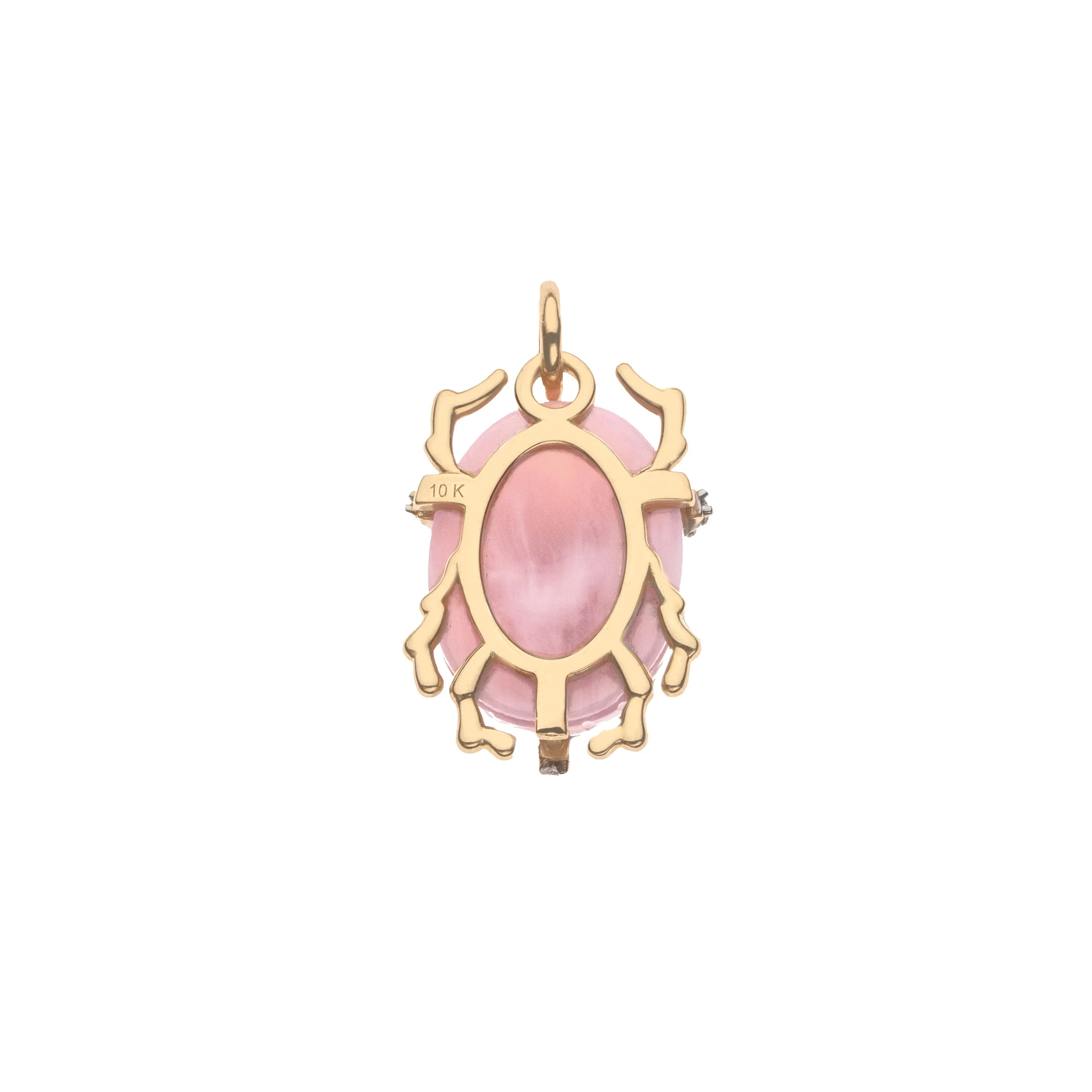 PROTECT Pink Jade Scarab Pendant in Solid Gold - Image 4