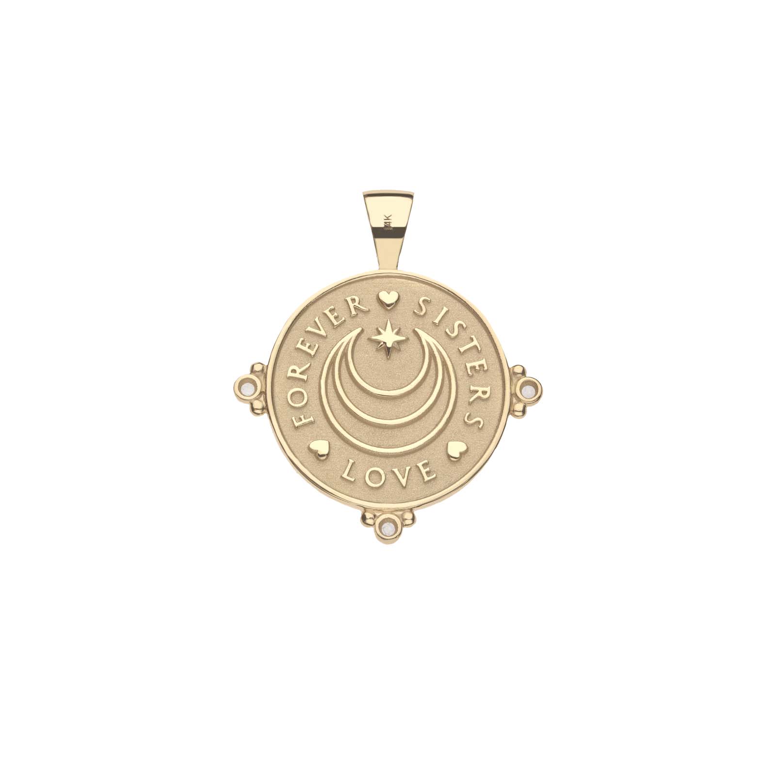 Sisters Forever JW Small Embellished Pendant Coin in 14k - Image 2