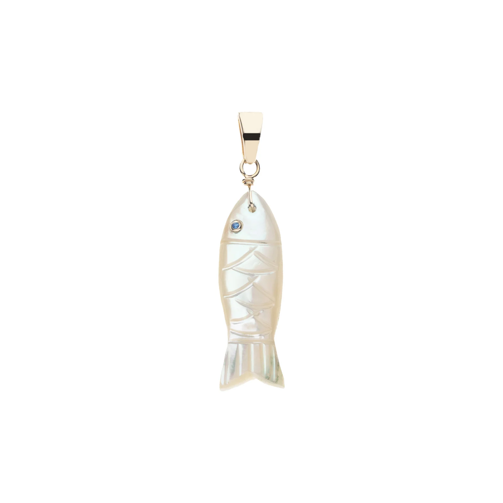 STRONG Mother of Pearl Carved Fish in Solid Gold
