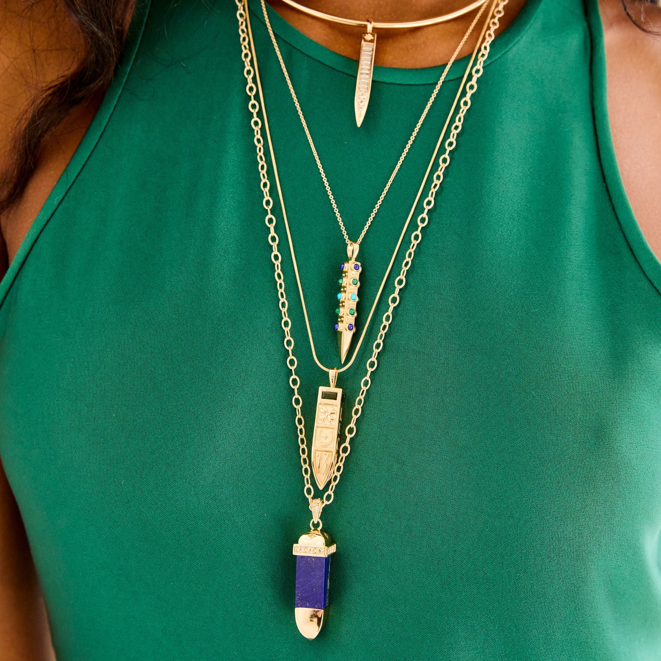 STRONG Lapis Carved Sun Ray Pendant - Image 3