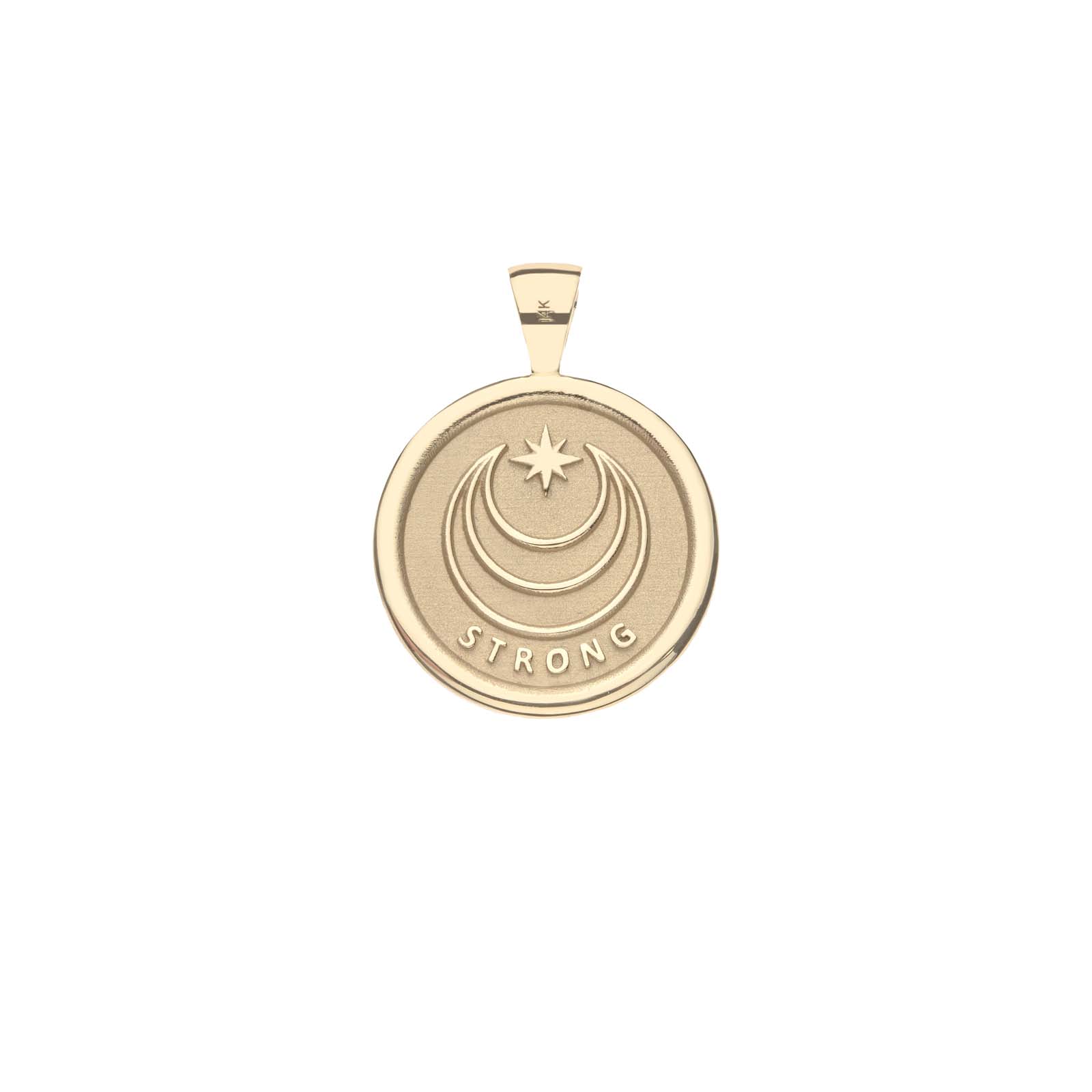 STRONG Rising Sun Small Embellished Pendant Coin in 14k - Image 2